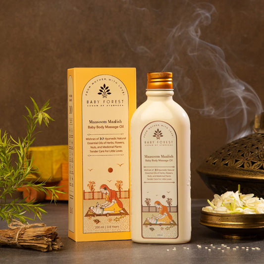 Baby Forest Maasoom Maalish Baby Body Massage Oil – Ayurvedic Baby Massage Oil with 10 Natural Herbs & Essential Oils for Gentle Nourishment (0+ Years)