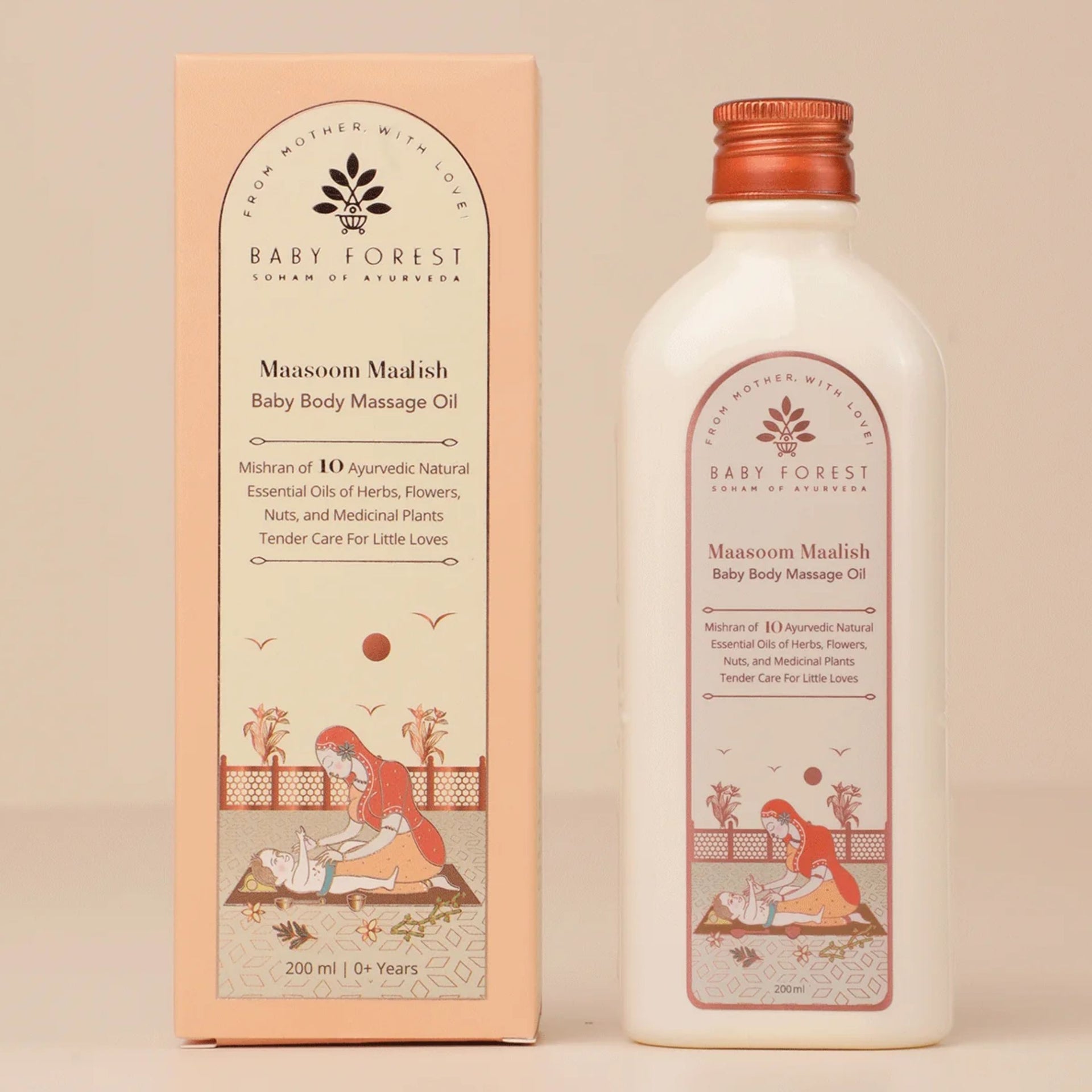 Baby Forest Maasoom Maalish Baby Body Massage Oil – Ayurvedic Baby Massage Oil with 10 Natural Herbs & Essential Oils for Gentle Nourishment (0+ Years)