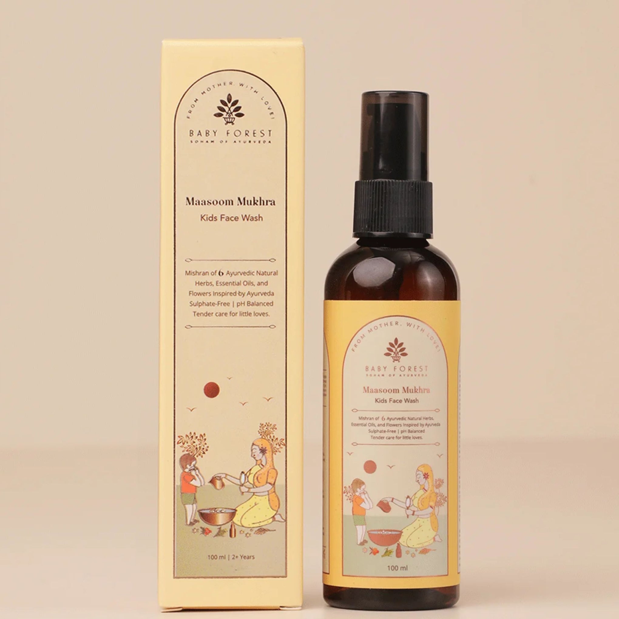 BABY FOREST Maasoom Mukhra Kids Face Wash | Ayurvedic Face Wash for Kids | Sulphate-Free & pH Balanced | 100 ml