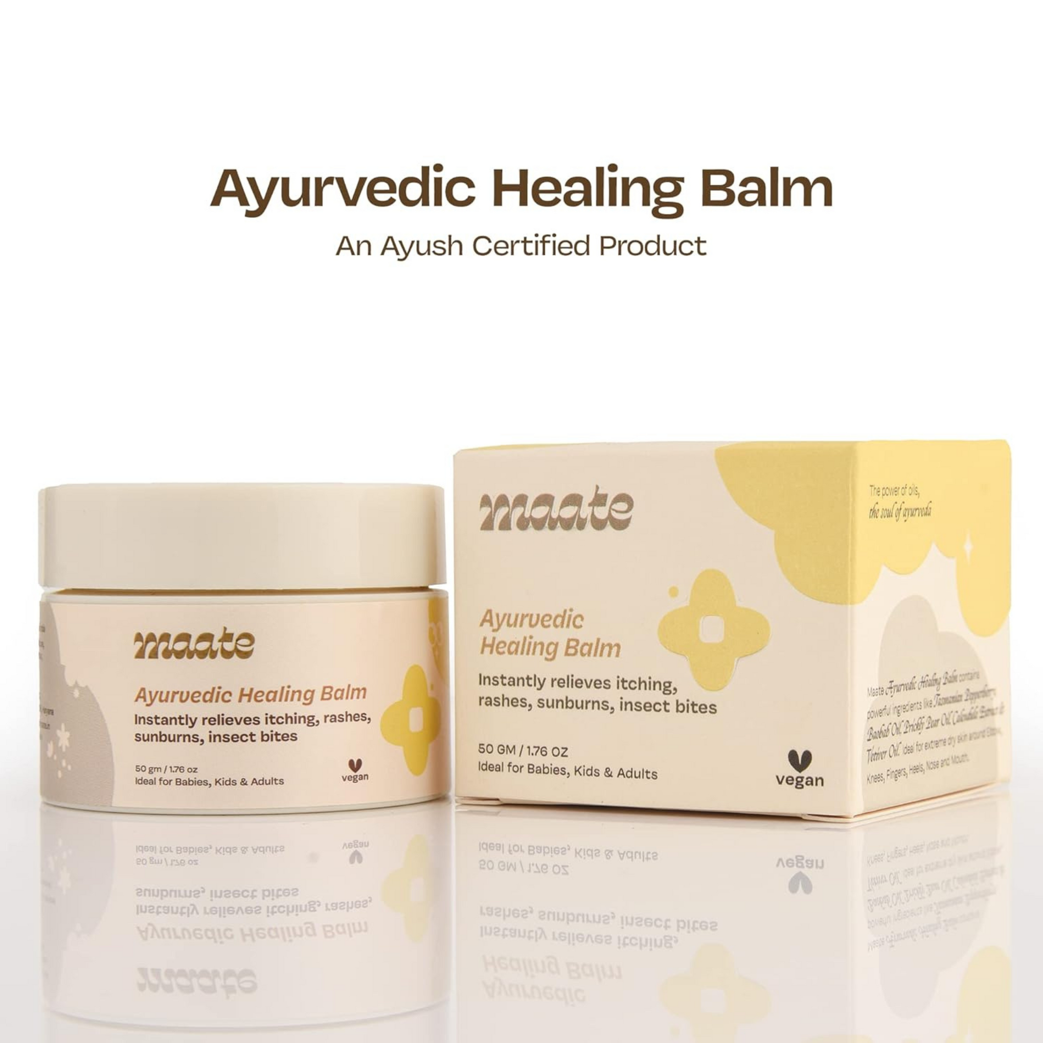 Maate Ayurvedic Healing Balm (50 gm) | Cream For Relieves Itching, Diaper Rashes, Sunburns, Insect Bites | Dermatologically Tested