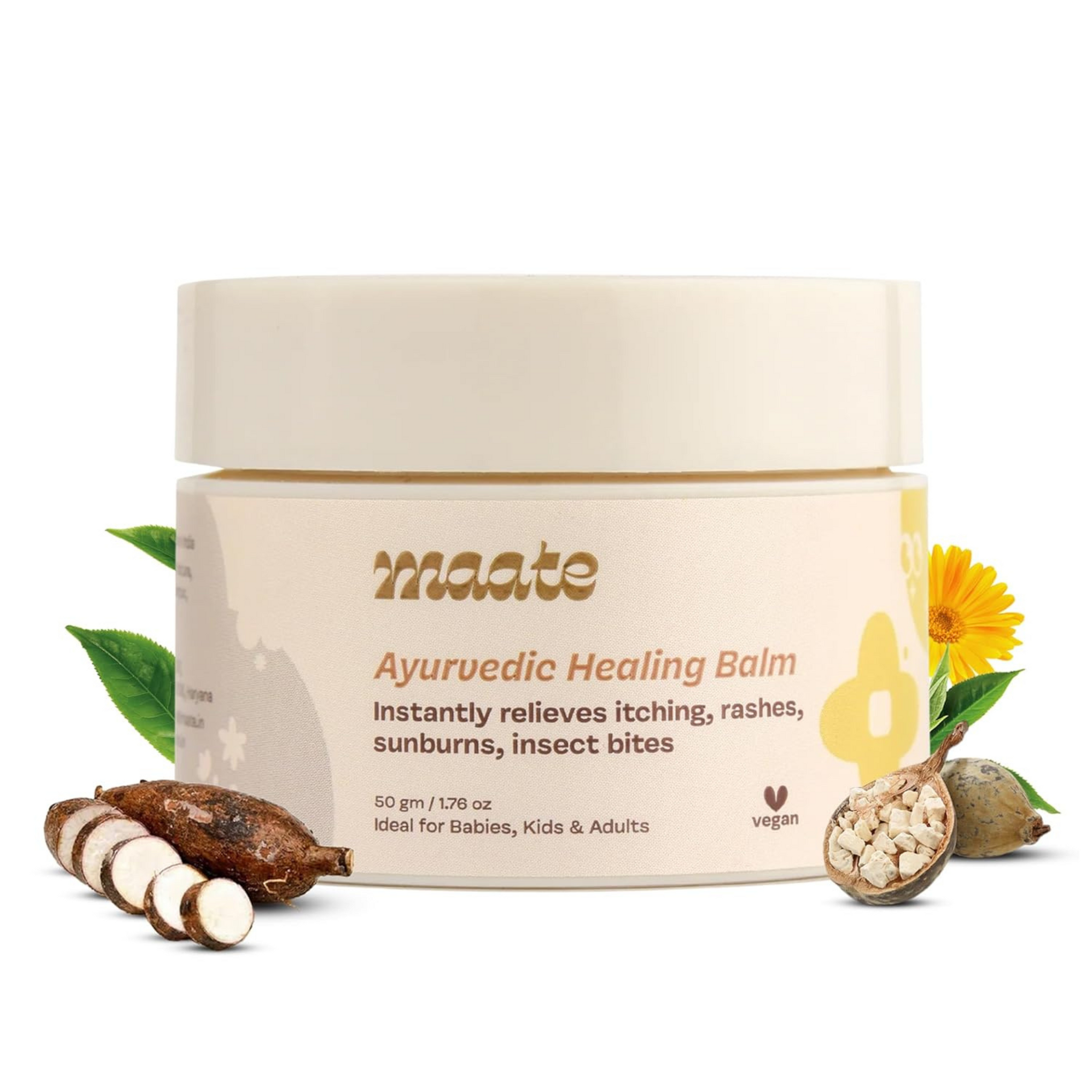Maate Ayurvedic Healing Balm (50 gm) | Cream For Relieves Itching, Diaper Rashes, Sunburns, Insect Bites | Dermatologically Tested