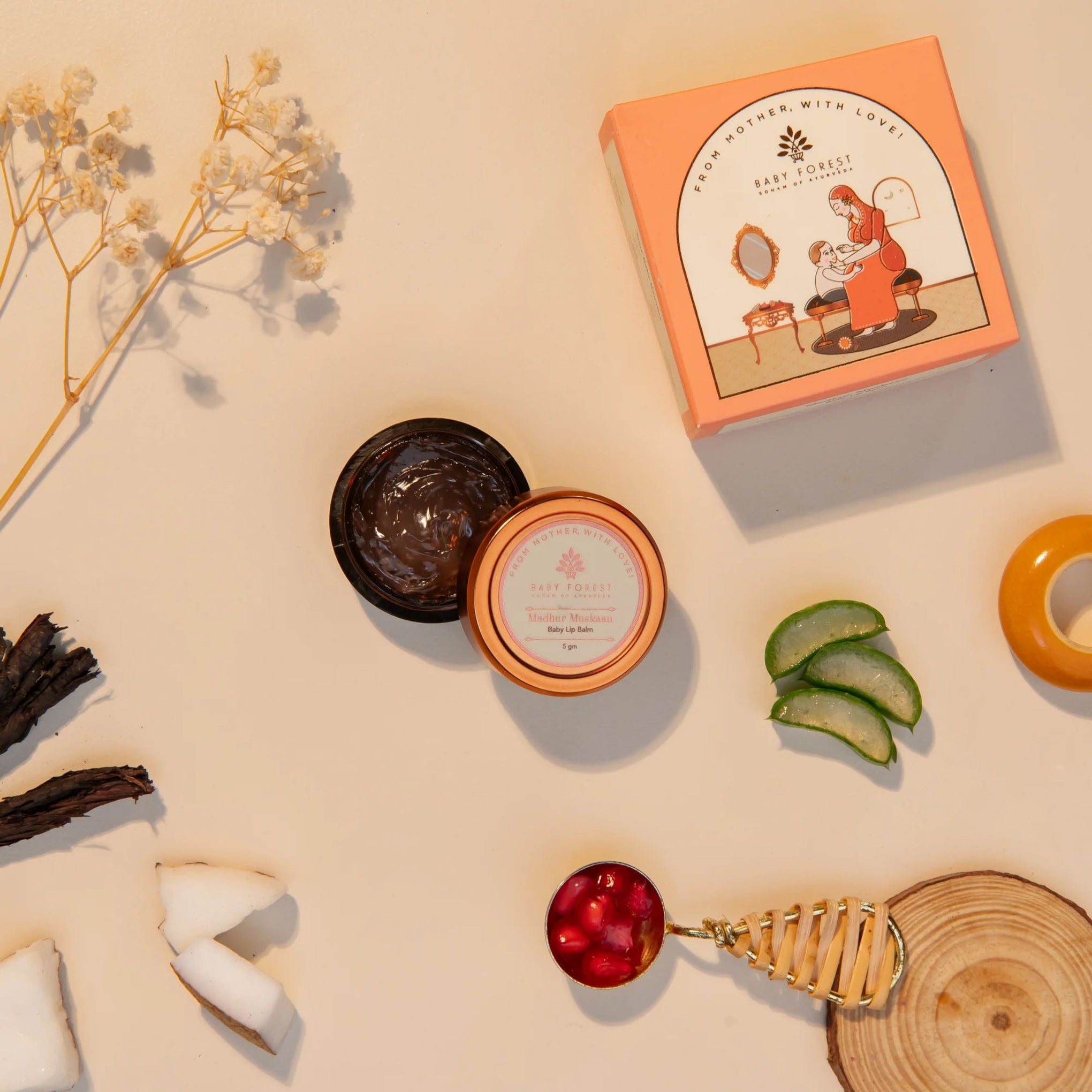 Baby Forest Madhur Muskaan Baby Lip Balm | Ayurvedic Lip Care for Babies | Gentle & Edible-Safe Formula (5 g)