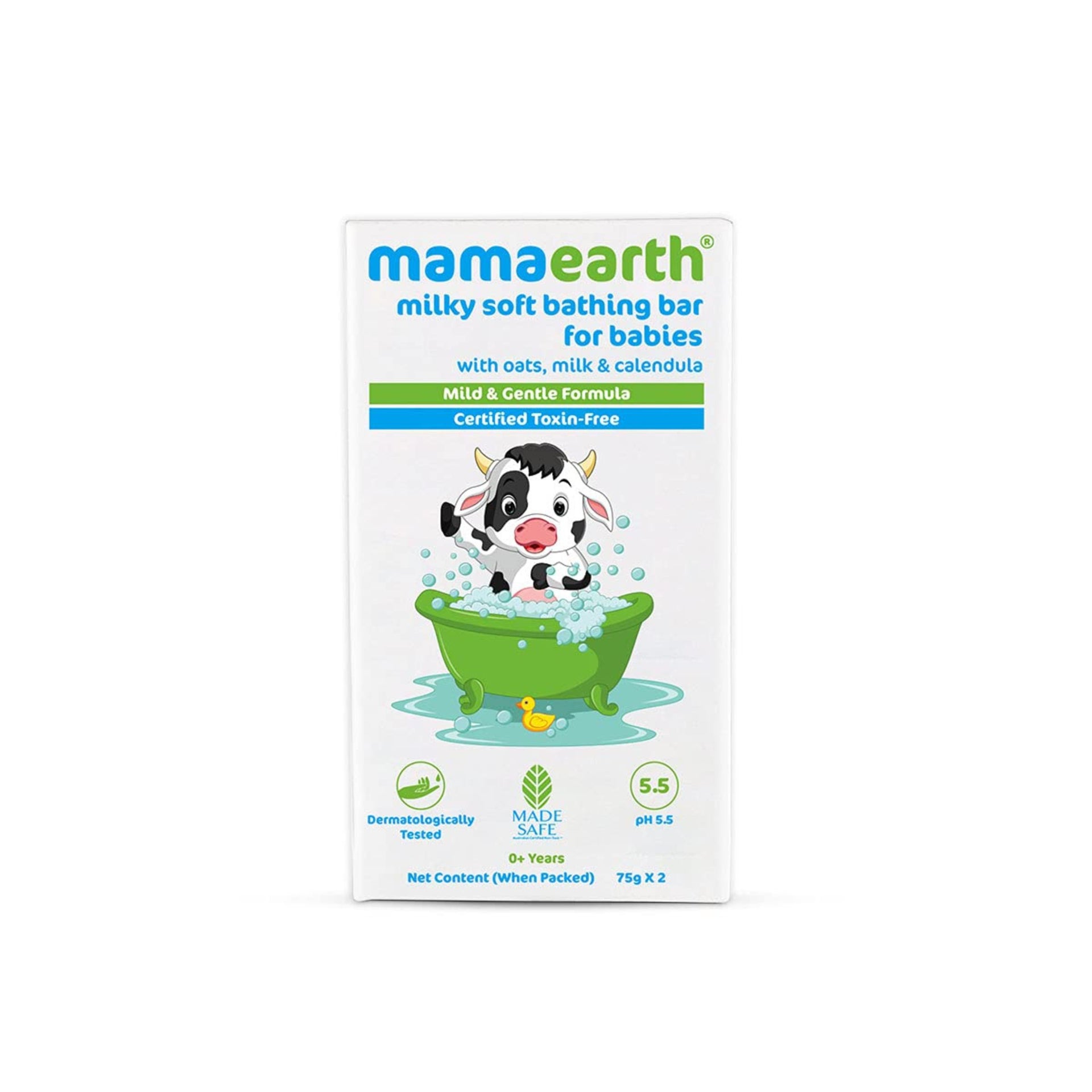 Mamaearth Milky Soft Bathing Bar For Babies | Baby Soap | Infused with Oats, Milk and Calendula | Gently Cleanses Skin, Keeps Skin Soft & Smooth, Mild & Gentle Formula, Dermatologically Tested | 150GM ( PACK OF 1)