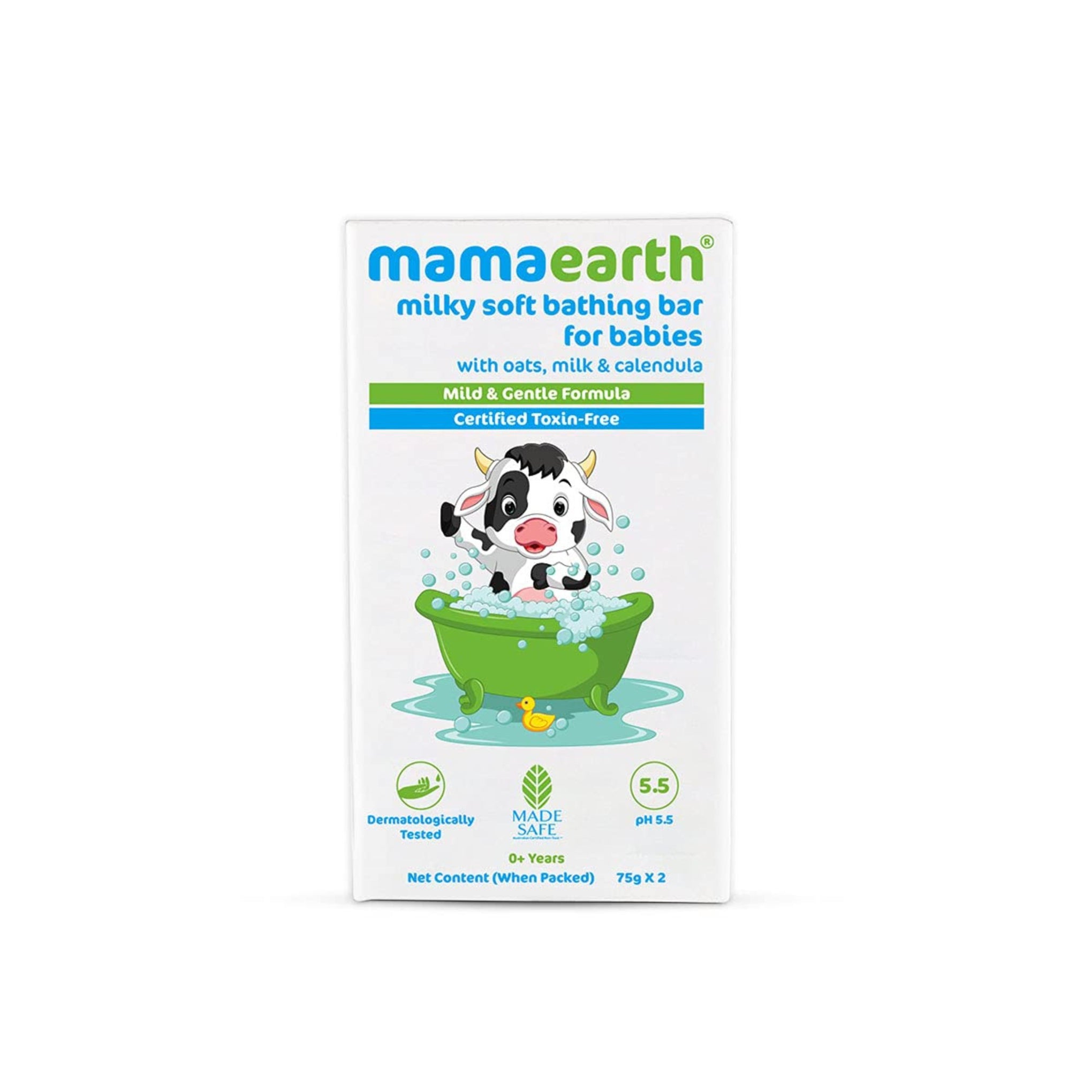Mamaearth Milky Soft Bathing Bar For Babies | Baby Soap | Infused with Oats, Milk and Calendula | Gently Cleanses Skin, Keeps Skin Soft & Smooth, Mild & Gentle Formula, Dermatologically Tested | 150GM ( PACK OF 1)