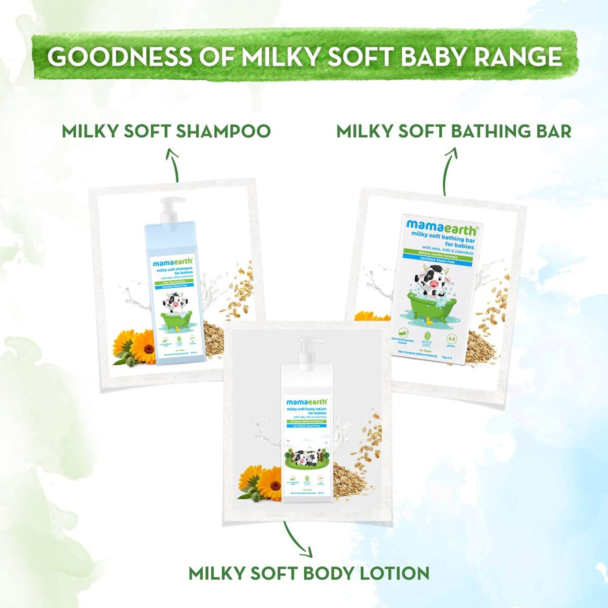 Mamaearth Milky Soft Bathing Bar For Babies | Baby Soap | Infused with Oats, Milk and Calendula | Gently Cleanses Skin, Keeps Skin Soft & Smooth, Mild & Gentle Formula, Dermatologically Tested | 150GM ( PACK OF 1)