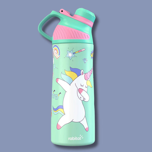 Rabitat ZYLO Thermosteel Water Bottle UNICORN 550 ml - 2 Years Brand Warranty | Triple Layer Vacuum Insulated Flask | 20 Hours Hot & 24 Hours Cold | Ideal for Kids, Boys and Girls