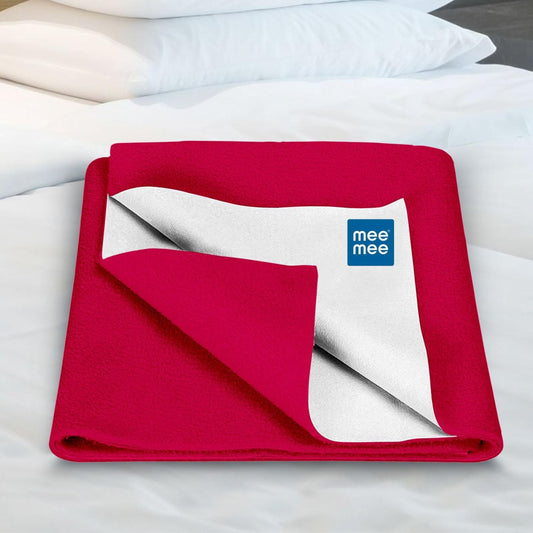 Mee Mee Reusable Water Proof Cotton Bed Protector Sheet/Extra Absorbent Mat/Dry Sheets/Urine Sheet/Dry Mat (70CmX100Cm , 50cmX70cm , 140cmX100cm) (S , M , L SIZE, dark pink)