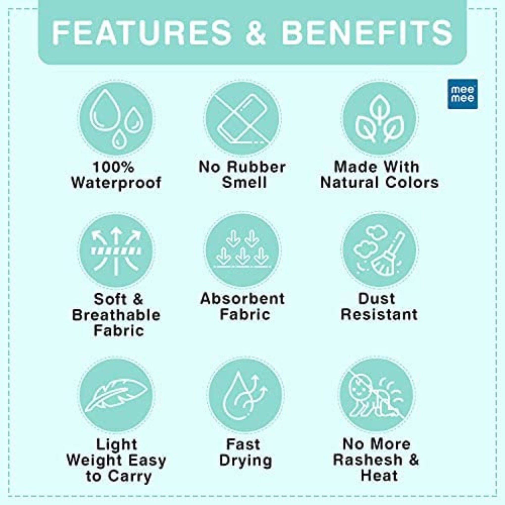 Mee Mee Reusable Water Proof Cotton Bed Protector Sheet/Extra Absorbent Mat/Dry Sheets/Urine Sheet/Dry Mat (70CmX100Cm , 50cmX70cm , 140cmX100cm) (S , M , L SIZE, Green)