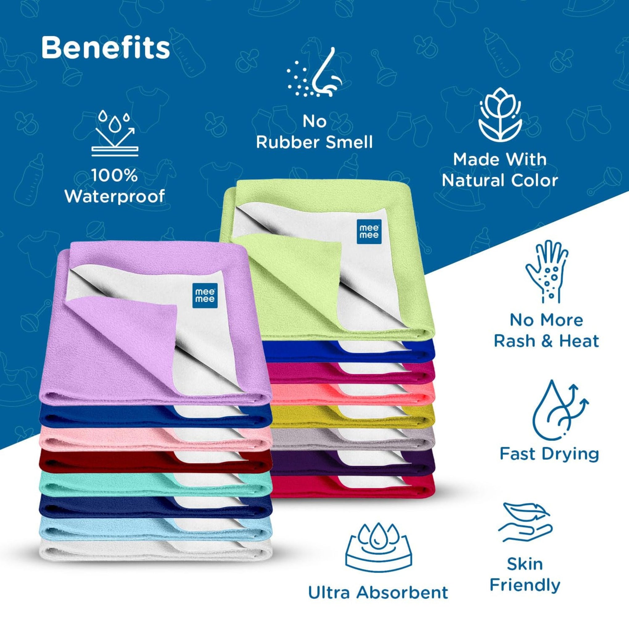 Mee Mee Reusable Water Proof Cotton Bed Protector Sheet/Extra Absorbent Mat/Dry Sheets/Urine Sheet/Dry Mat (70CmX100Cm , 50cmX700cm , 140cmX100cm) (S , M , L SIZE,  PINK )