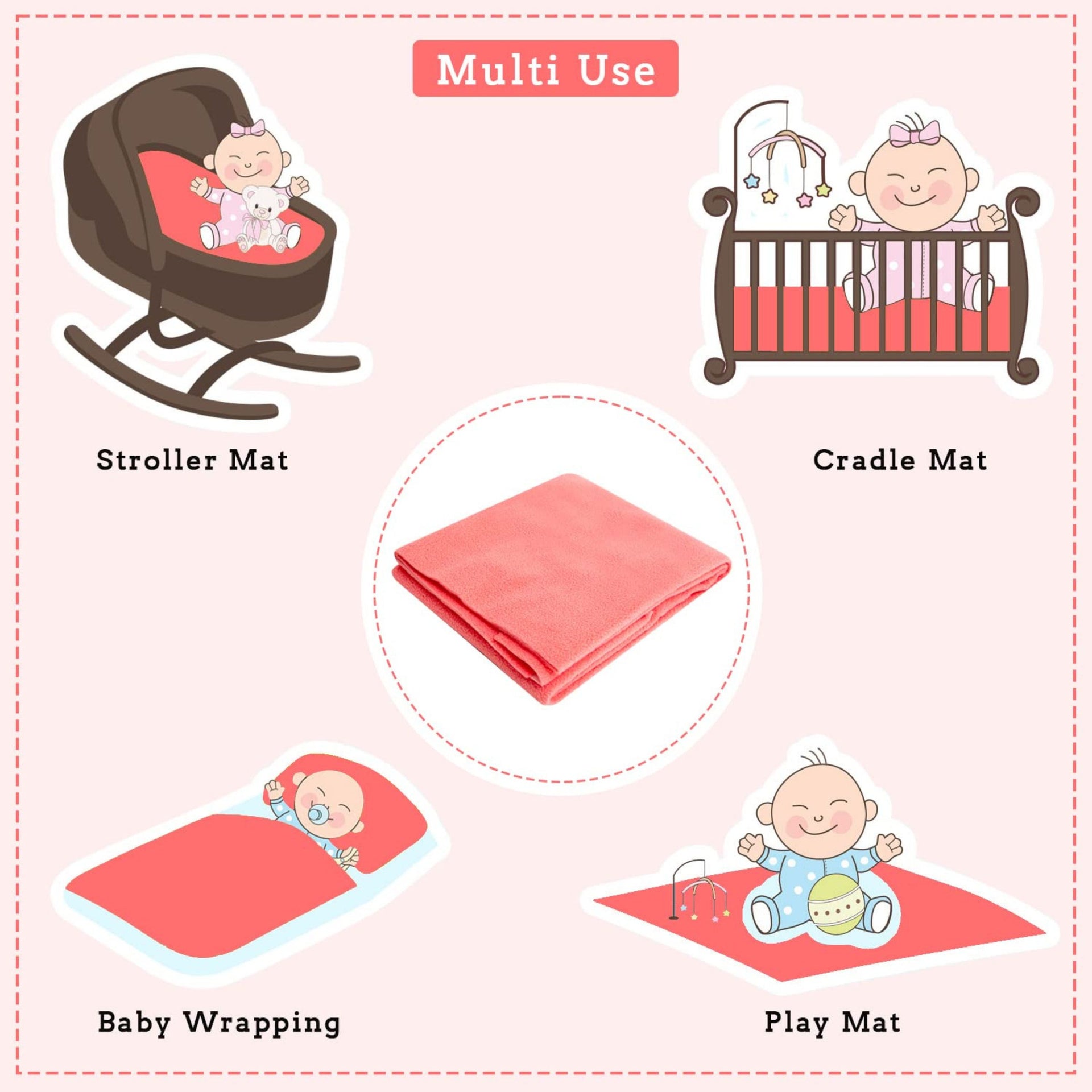 Mee Mee Reusable Water Proof Cotton Bed Protector Sheet/Extra Absorbent Mat/Dry Sheets/Urine Sheet/Dry Mat (70CmX100Cm , 50cmX70cm , 140cmX100cm) (S , M , L SIZE, ROSE PINK)