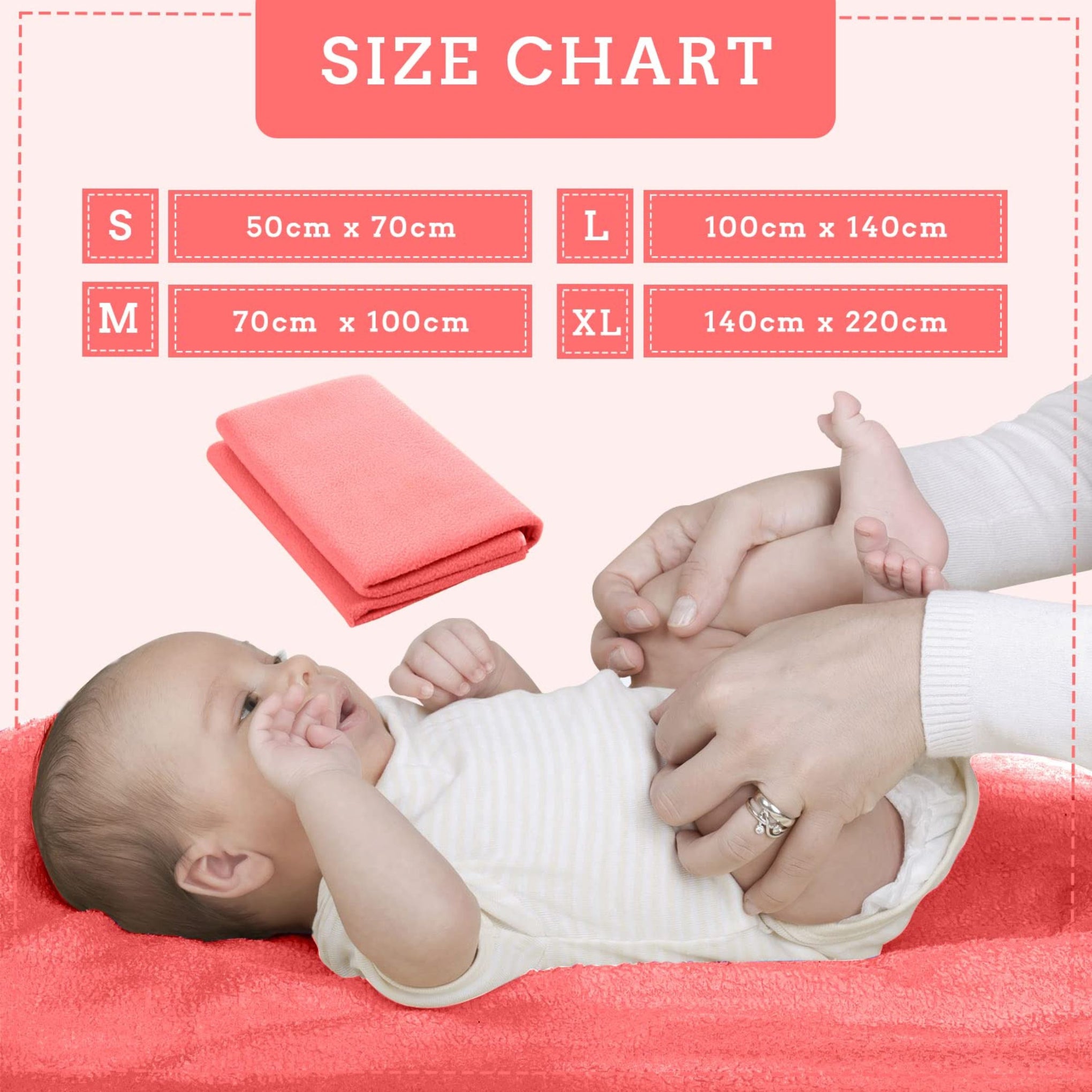 Mee Mee Reusable Water Proof Cotton Bed Protector Sheet/Extra Absorbent Mat/Dry Sheets/Urine Sheet/Dry Mat (70CmX100Cm , 50cmX70cm , 140cmX100cm) (S , M , L SIZE, ROSE PINK)