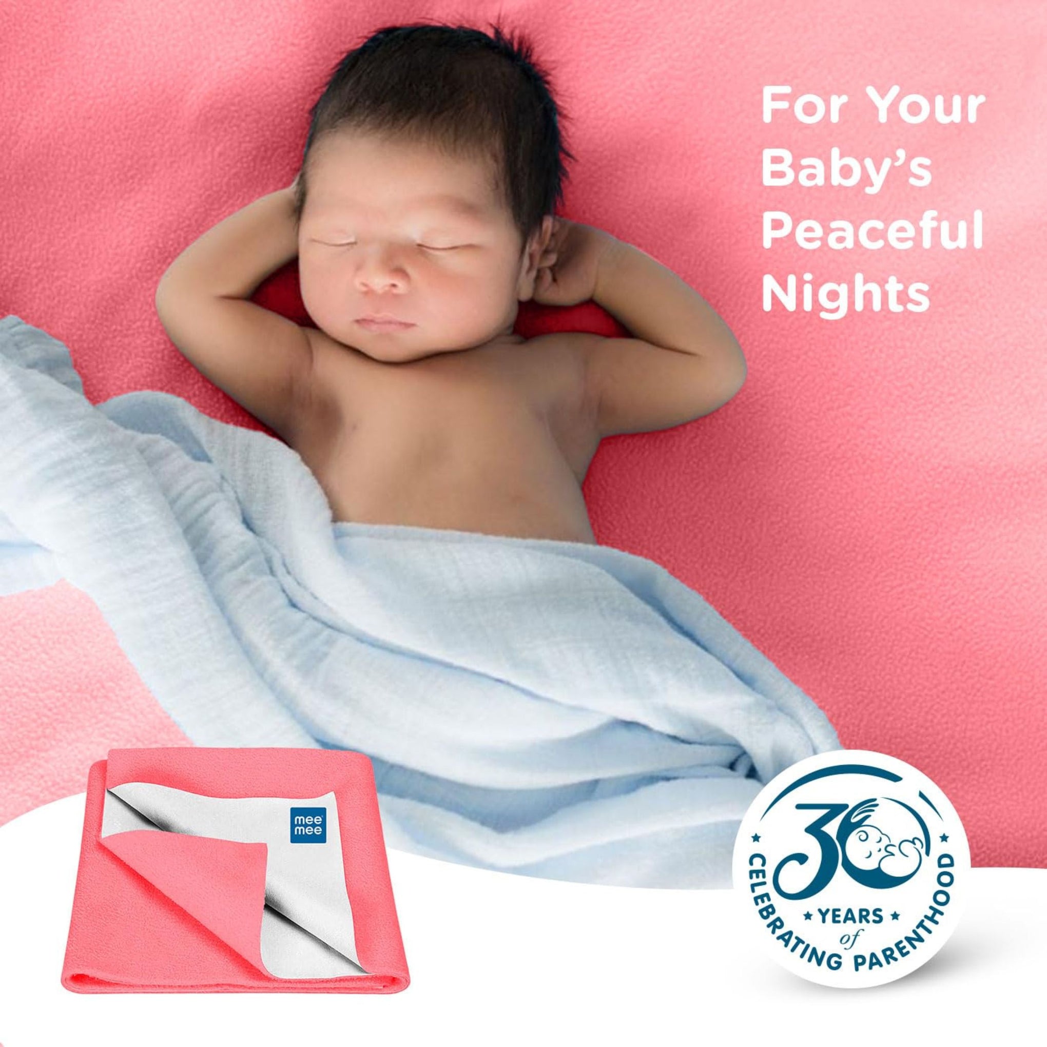 Mee Mee Reusable Water Proof Cotton Bed Protector Sheet/Extra Absorbent Mat/Dry Sheets/Urine Sheet/Dry Mat (70CmX100Cm , 50cmX70cm , 140cmX100cm) (S , M , L SIZE, ROSE PINK)