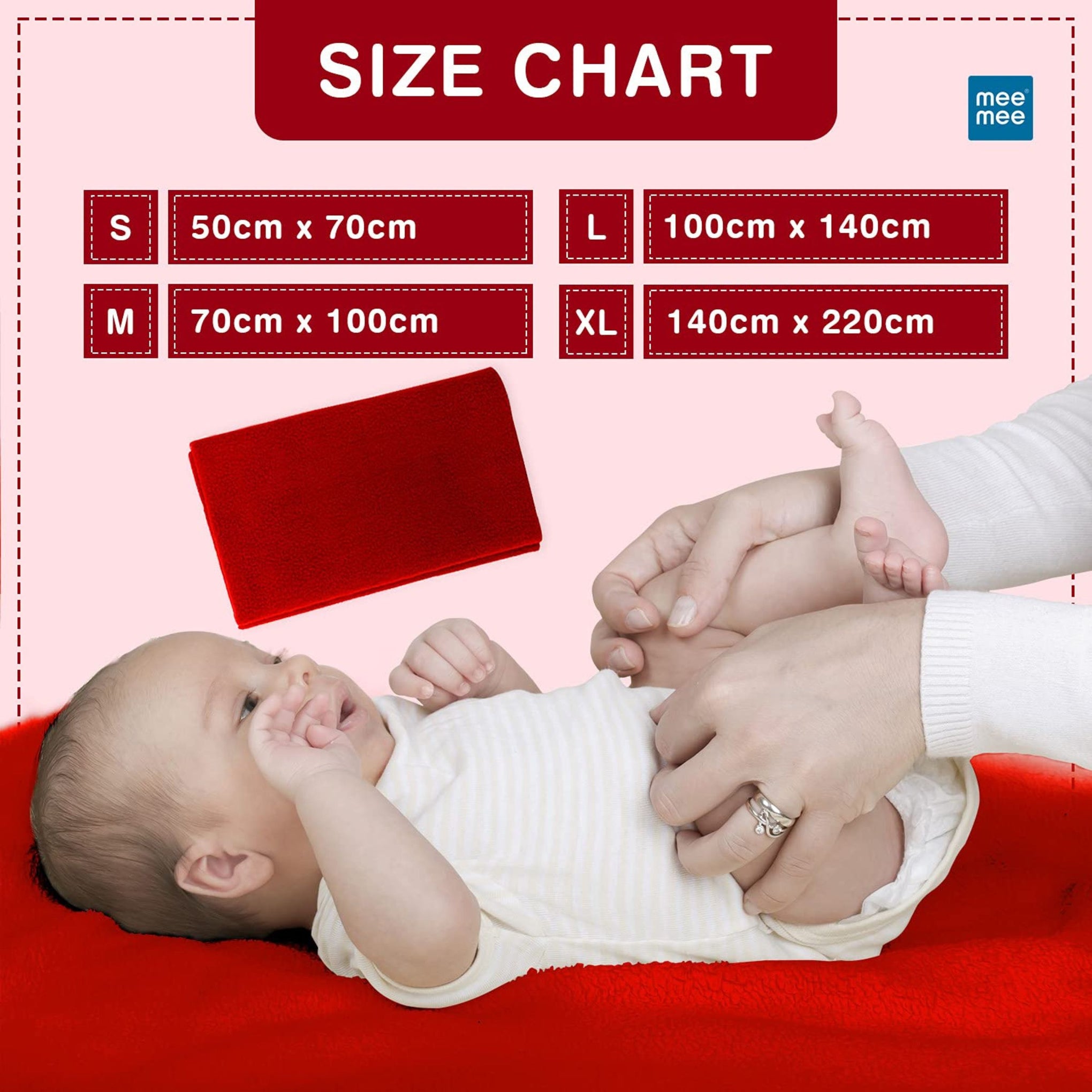 Mee Mee Reusable Water Proof Cotton Bed Protector Sheet/Extra Absorbent Mat/Dry Sheets/Urine Sheet/Dry Mat (70CmX100Cm ,50cmX70cm , 140cmX100cm) (S , M , L SIZE, maroon)