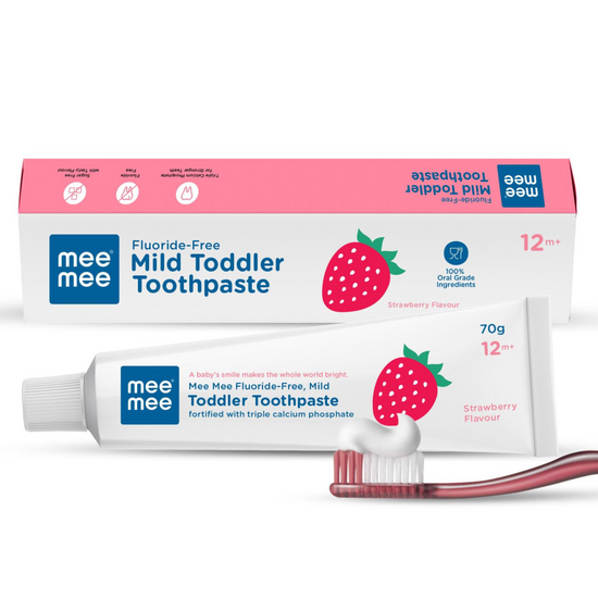 Mee Mee Baby Toothpaste Fluoride Free 70 Gram | Strawberry Flavour Toothpaste For Babies & Toddlers of 1 to 5 Years For cavity Protection, Oral Care (Pack of 1)
