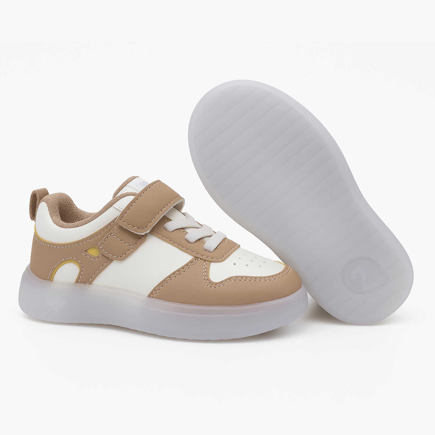 Smile Baby Boys Brown & Khaki LED Sneakers – Light-Up Sporty Shoes
