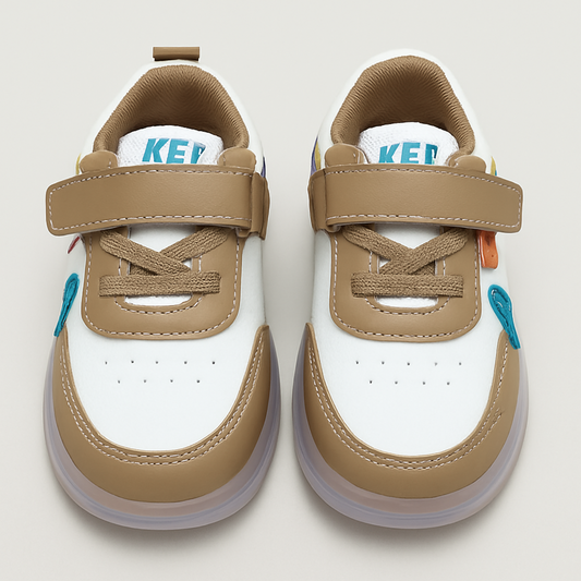 Smile Baby Boys Brown & Khaki LED Sneakers – Light-Up Sporty Shoes