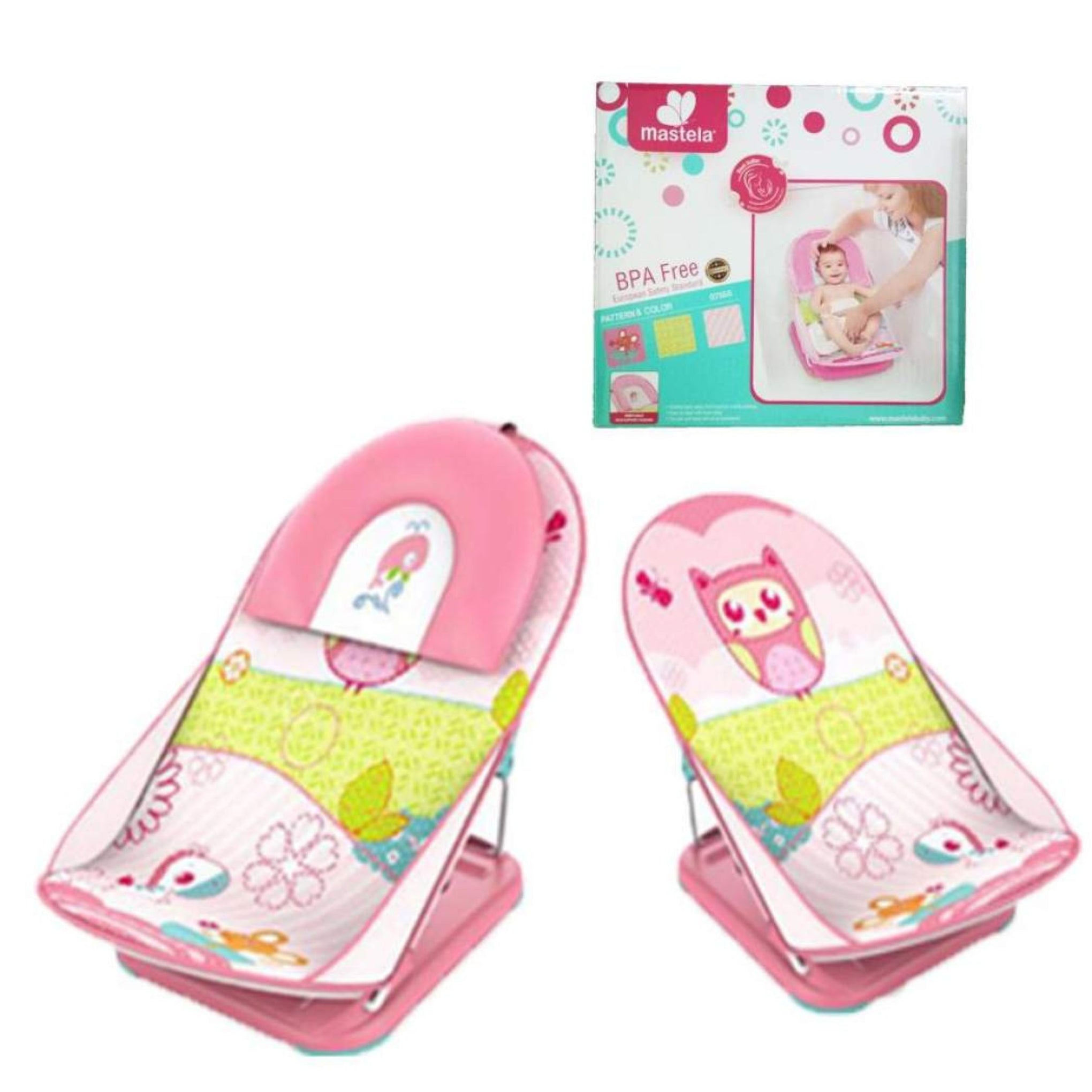 Mastela - Baby Bath Seat And Chair For Newborn - Pink , Material Foam : Plastic, Metal