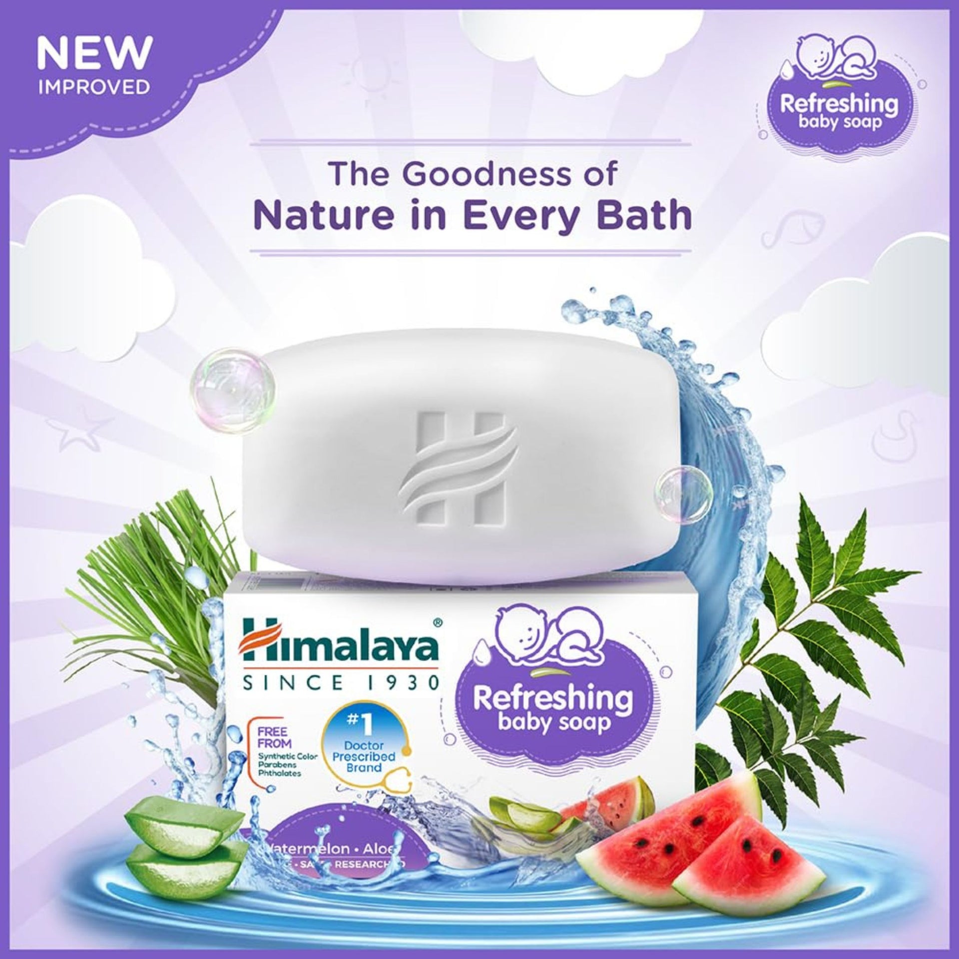 Himalaya Refreshing Baby Soap, 75g & 125gm , Watermelon. Aloe GENTLE. SAFE RESEARCHED