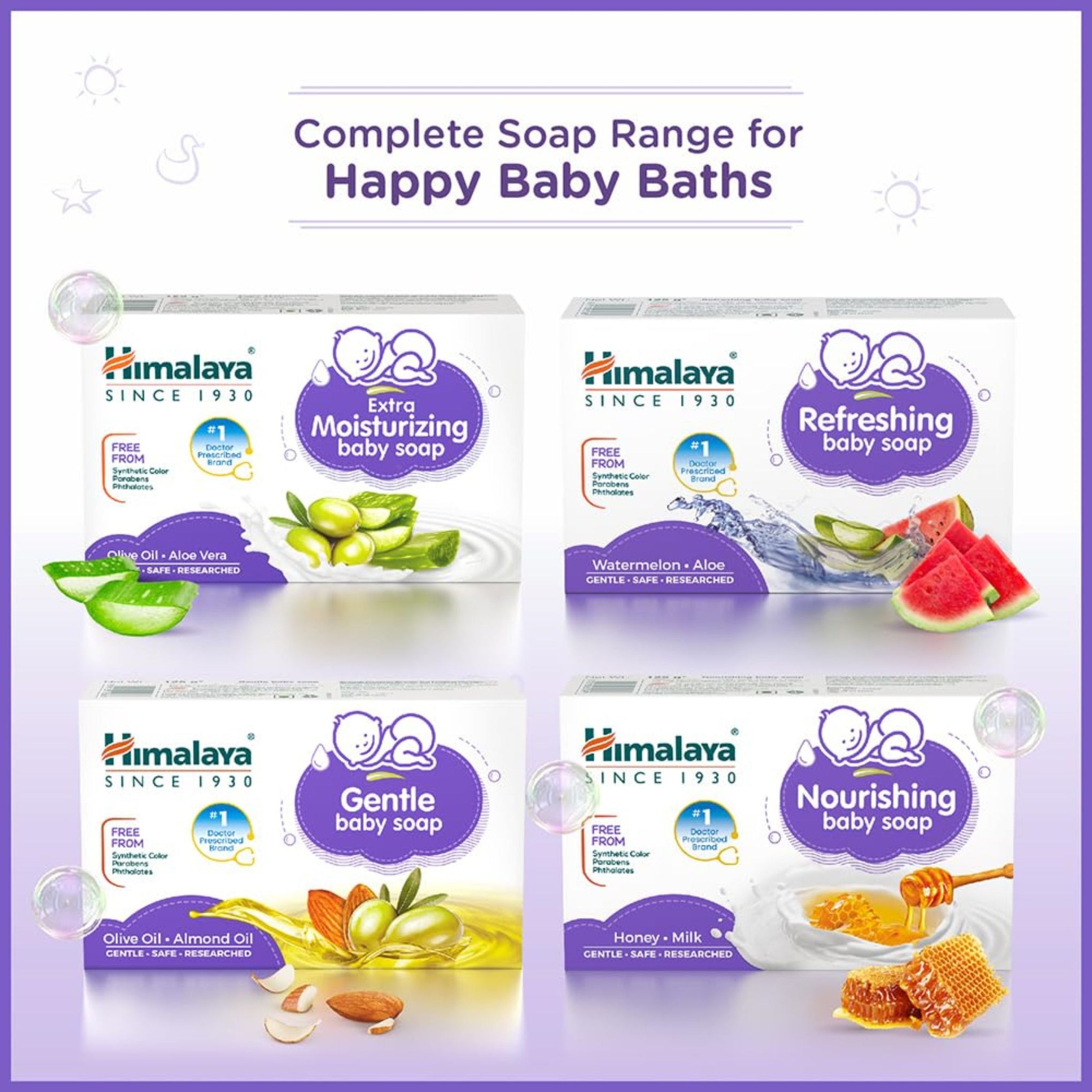Himalaya Refreshing Baby Soap, 75g & 125gm , Watermelon. Aloe GENTLE. SAFE RESEARCHED