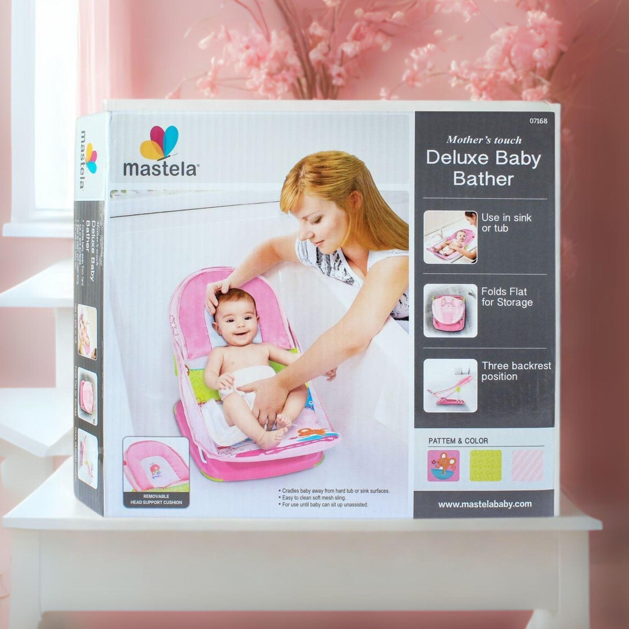 Mastela - Baby Bath Seat And Chair For Newborn - Pink , Material Foam : Plastic, Metal
