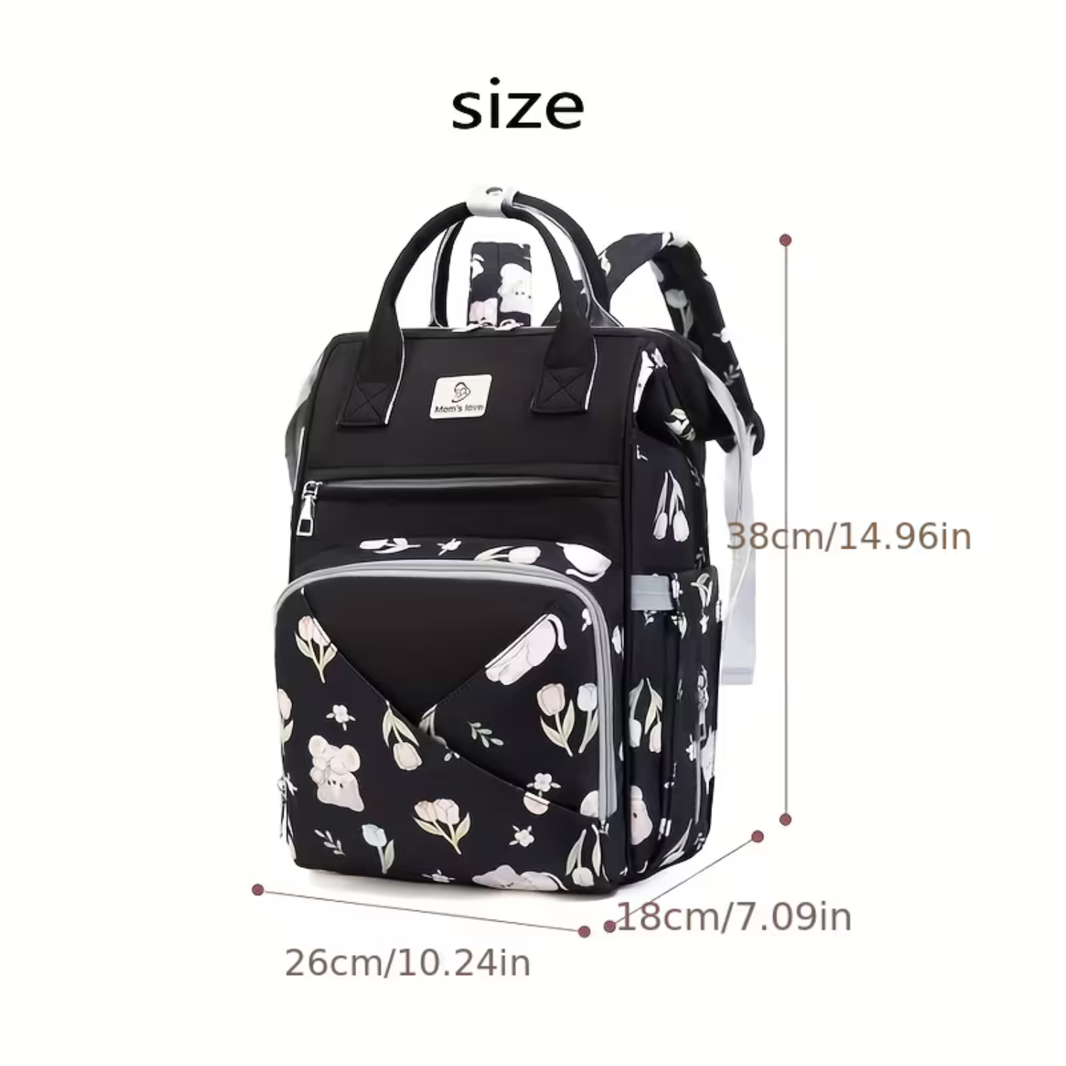 Mom’s Love Diaper Bag Backpack with Insulated Bottle Pockets | Waterproof Large Capacity Baby Travel Bag | Maternity Backpack