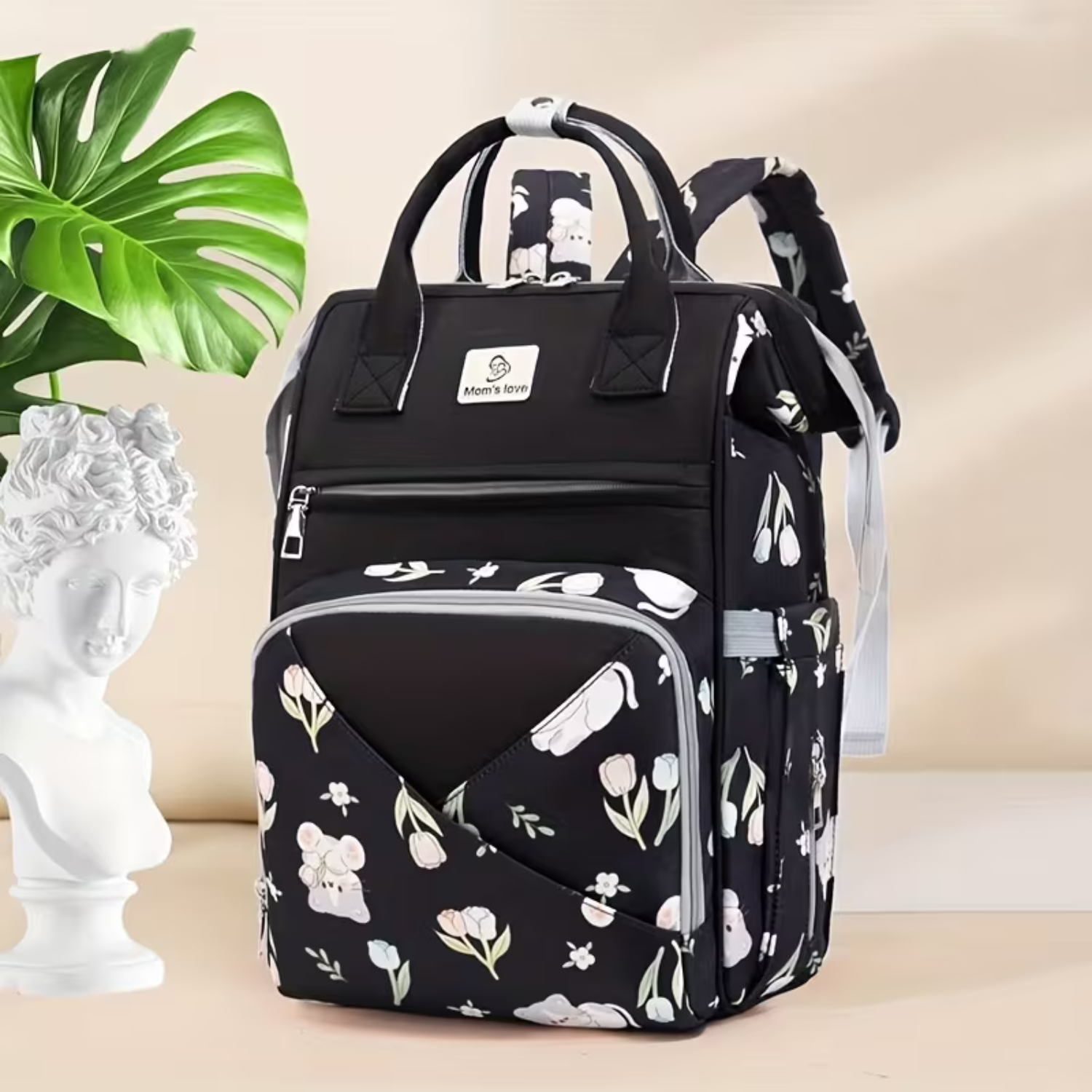 Mom’s Love Diaper Bag Backpack with Insulated Bottle Pockets | Waterproof Large Capacity Baby Travel Bag | Maternity Backpack