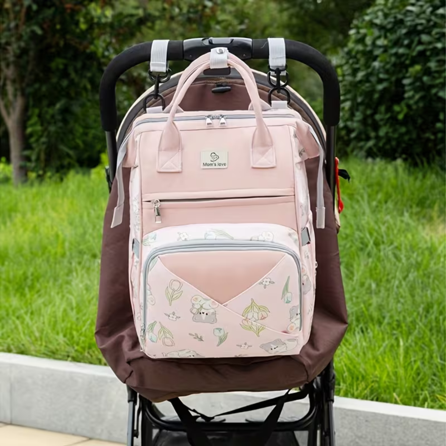 Mom’s Love Diaper Bag Backpack with Insulated Bottle Pockets | Waterproof Large Capacity Baby Travel Bag | Maternity Backpack