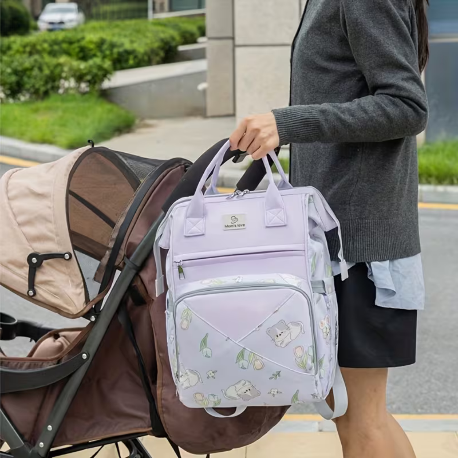 Mom’s Love Diaper Bag Backpack with Insulated Bottle Pockets | Waterproof Large Capacity Baby Travel Bag | Maternity Backpack
