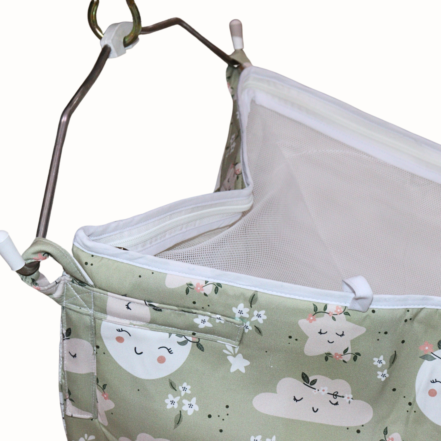 Smile Baby Moon & Star Print Baby Cradle Cloth with Mosquito Net – Soft & Breathable Newborn Hammock