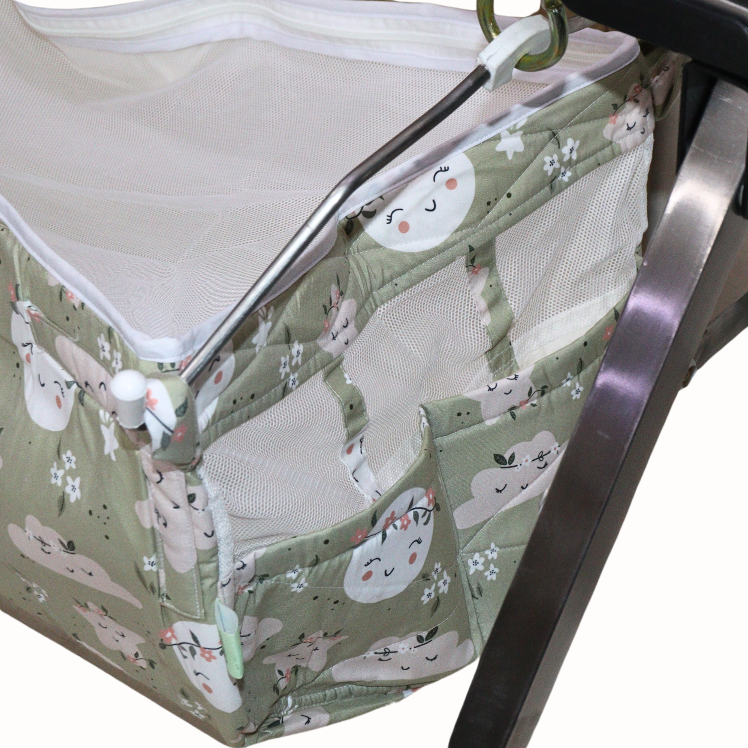 Smile Baby Moon & Star Print Baby Cradle Cloth with Mosquito Net – Soft & Breathable Newborn Hammock