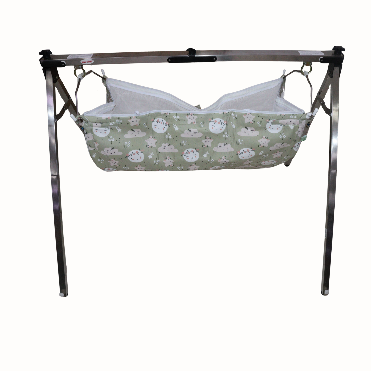 Smile Baby Moon & Star Print Baby Cradle Cloth with Mosquito Net – Soft & Breathable Newborn Hammock