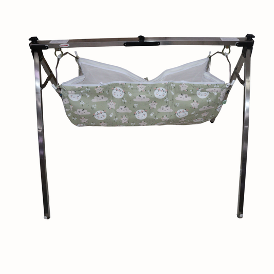 Smile Baby Moon & Star Print Baby Cradle Cloth with Mosquito Net – Soft & Breathable Newborn Hammock