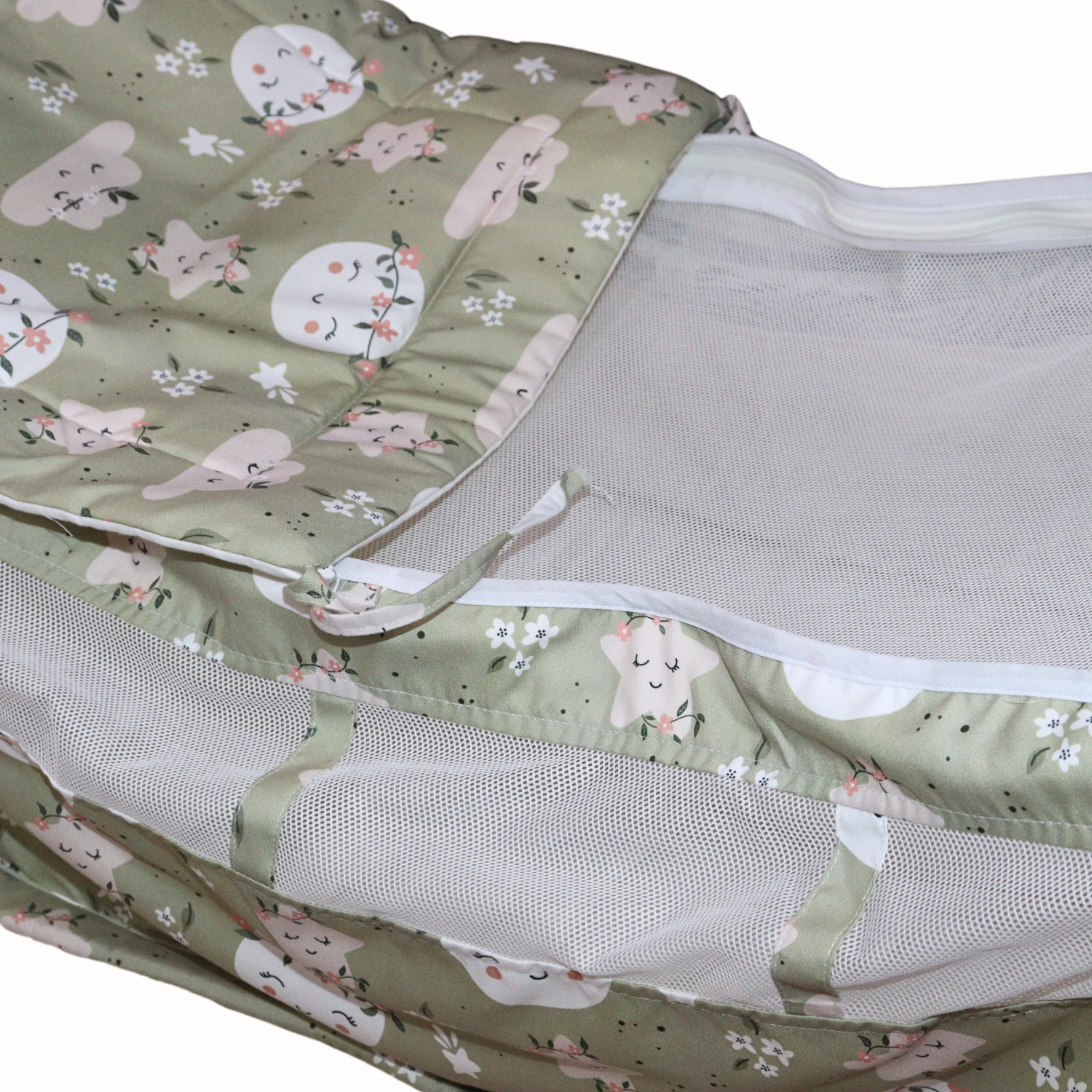 Newborn Baby Khoya Cradle Cloth with Mosquito Net | Pure Cotton Baby Zoli Palana Hammock (Moon Print)