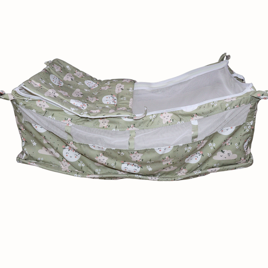 Newborn Baby Khoya Cradle Cloth with Mosquito Net | Pure Cotton Baby Zoli Palana Hammock (Moon Print)