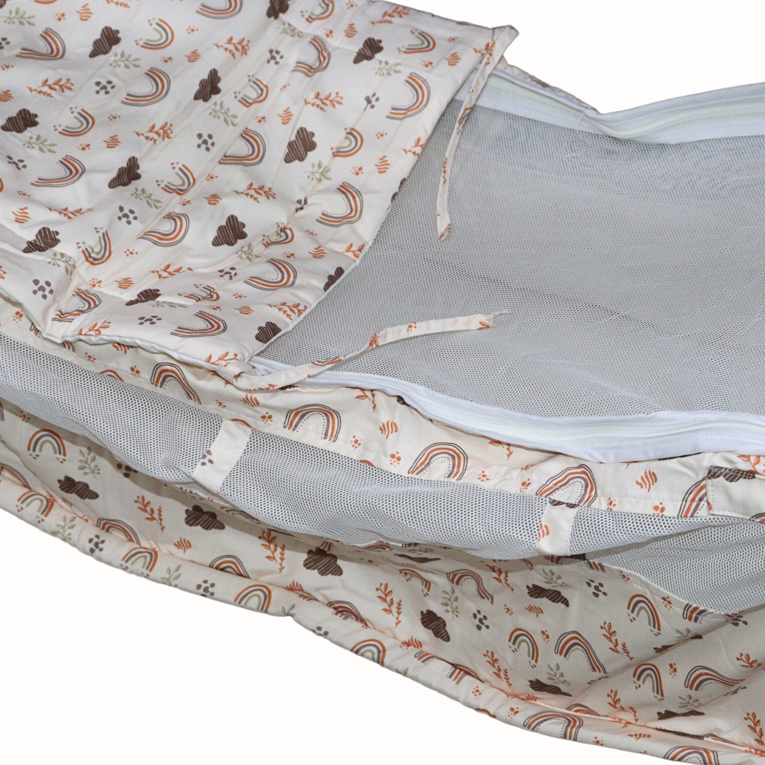 Smile Baby Newborn Baby Cradle Cloth with Mosquito Net – Rainbow Print | Pure Cotton Palna / Zoli Hammock (Cloth Only)