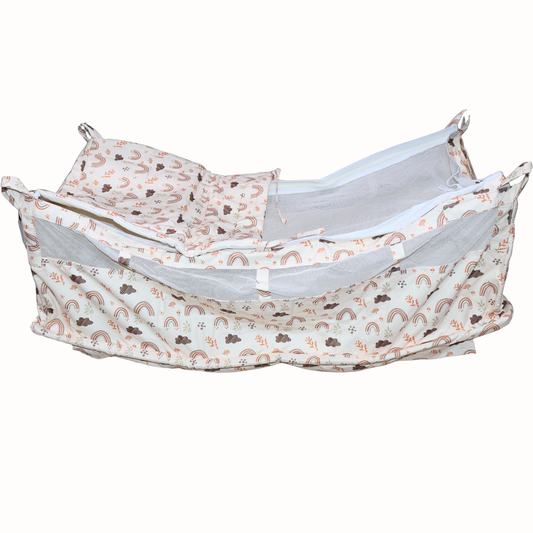 Smile Baby Newborn Baby Cradle Cloth with Mosquito Net – Rainbow Print | Pure Cotton Palna / Zoli Hammock (Cloth Only)
