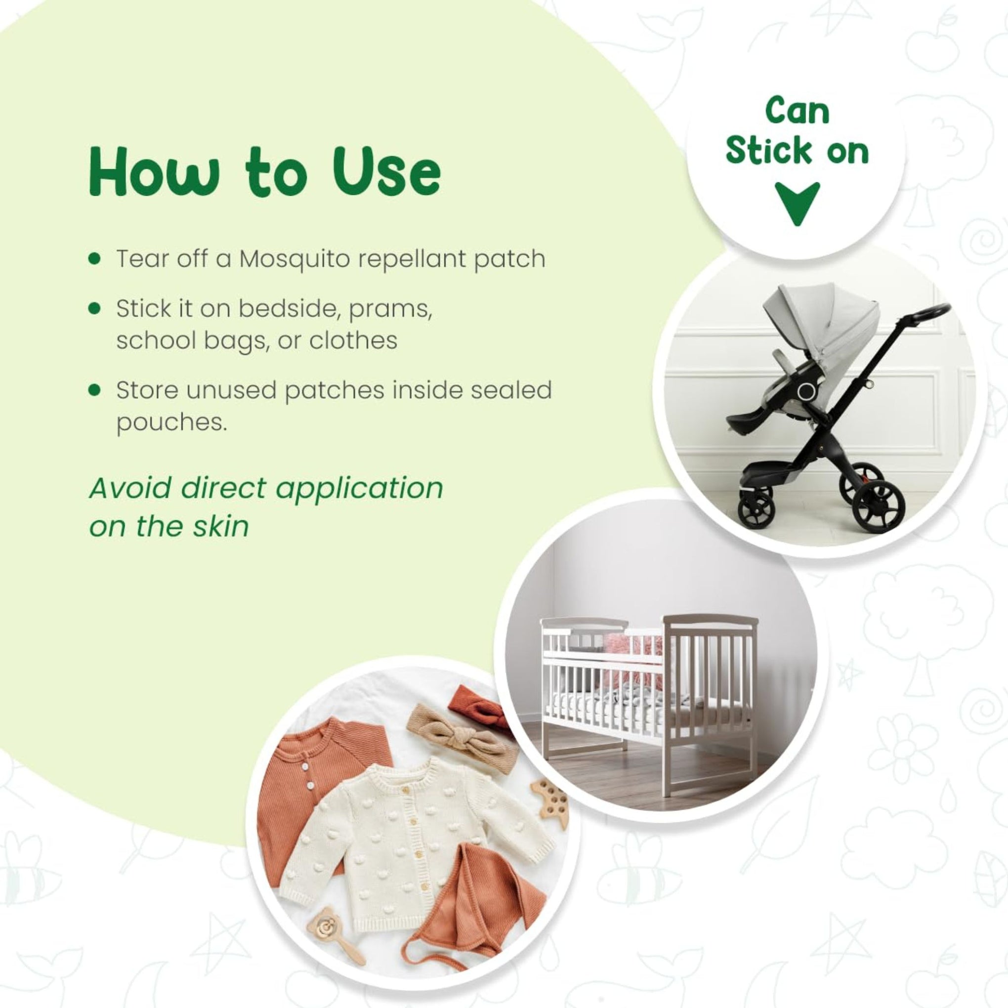 Mother Sparsh 100% All Natural Mosquito Repellent Patches for Babies with 12hr. Protection  (24 Patches)