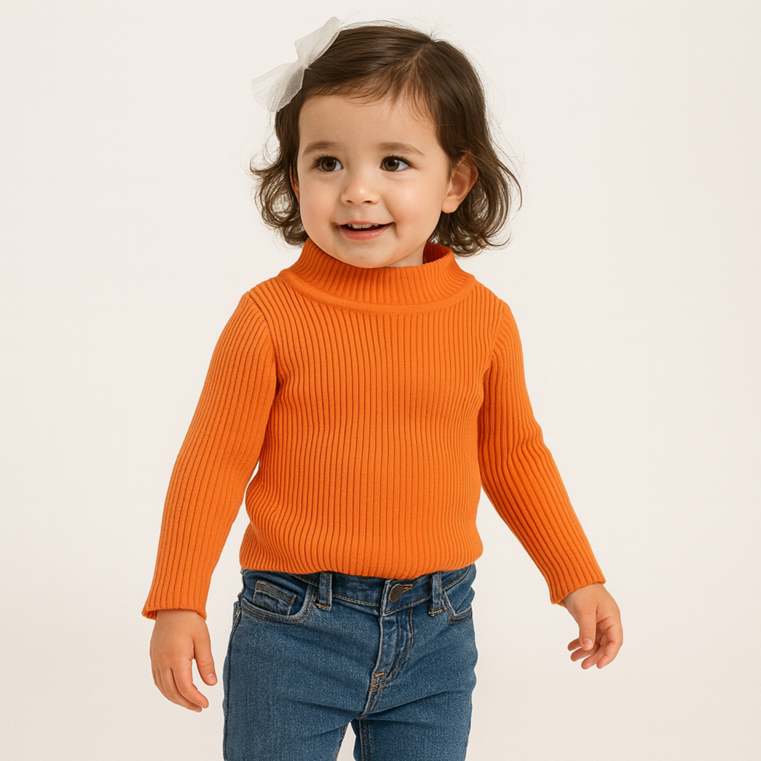 Smile Baby Ribbed Turtleneck Sweater – Soft Knit for 6M to 24M (Multiple Colors)