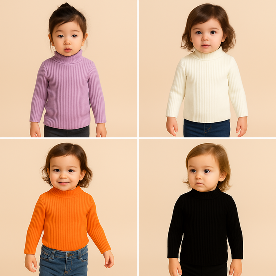 Smile Baby Ribbed Turtleneck Sweater – Soft Knit for 6M to 24M (Multiple Colors)