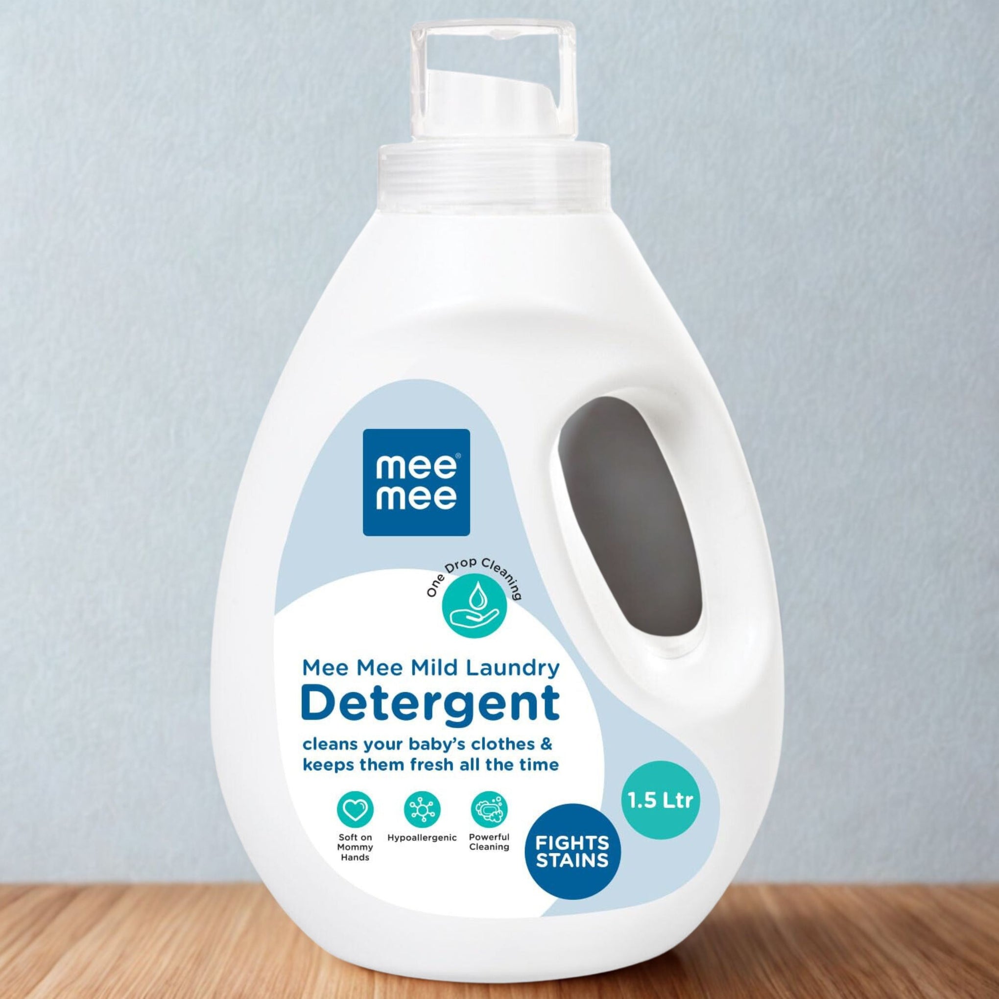 Mee Mee Baby Liquid Detergent 300 ml , 500ml & 1.5ml | Ph balanced, Free from Harsh Chemicals, Safe for mother's hands & baby's skin | Anti-Bacterial, Removes Stains & Odor with One Drop, Hypoallergenic ( pack of 1 )