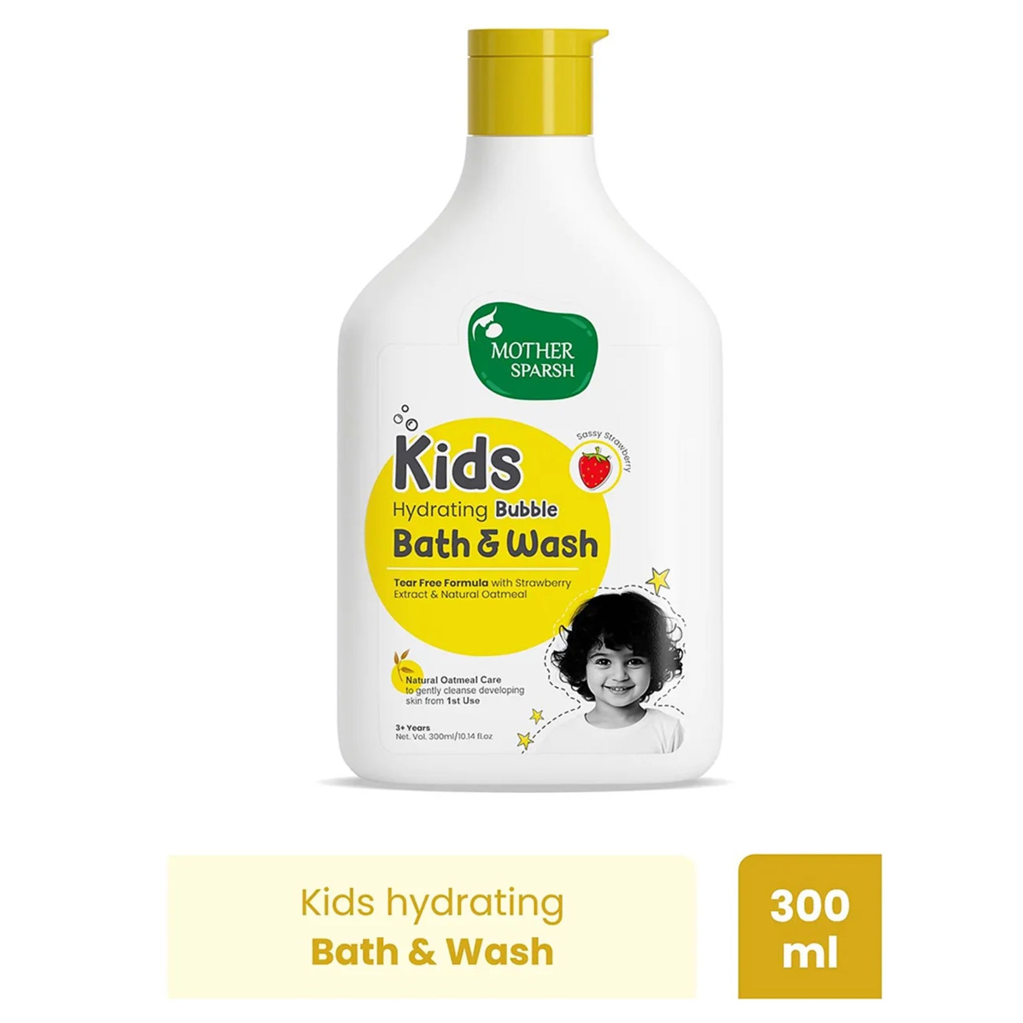 Mother Sparsh Baby Kids Hydrating Bubble Bath & Wash Strawberry Body Wash with Tear Free Formula & Oatmeal Extract - 300 ml