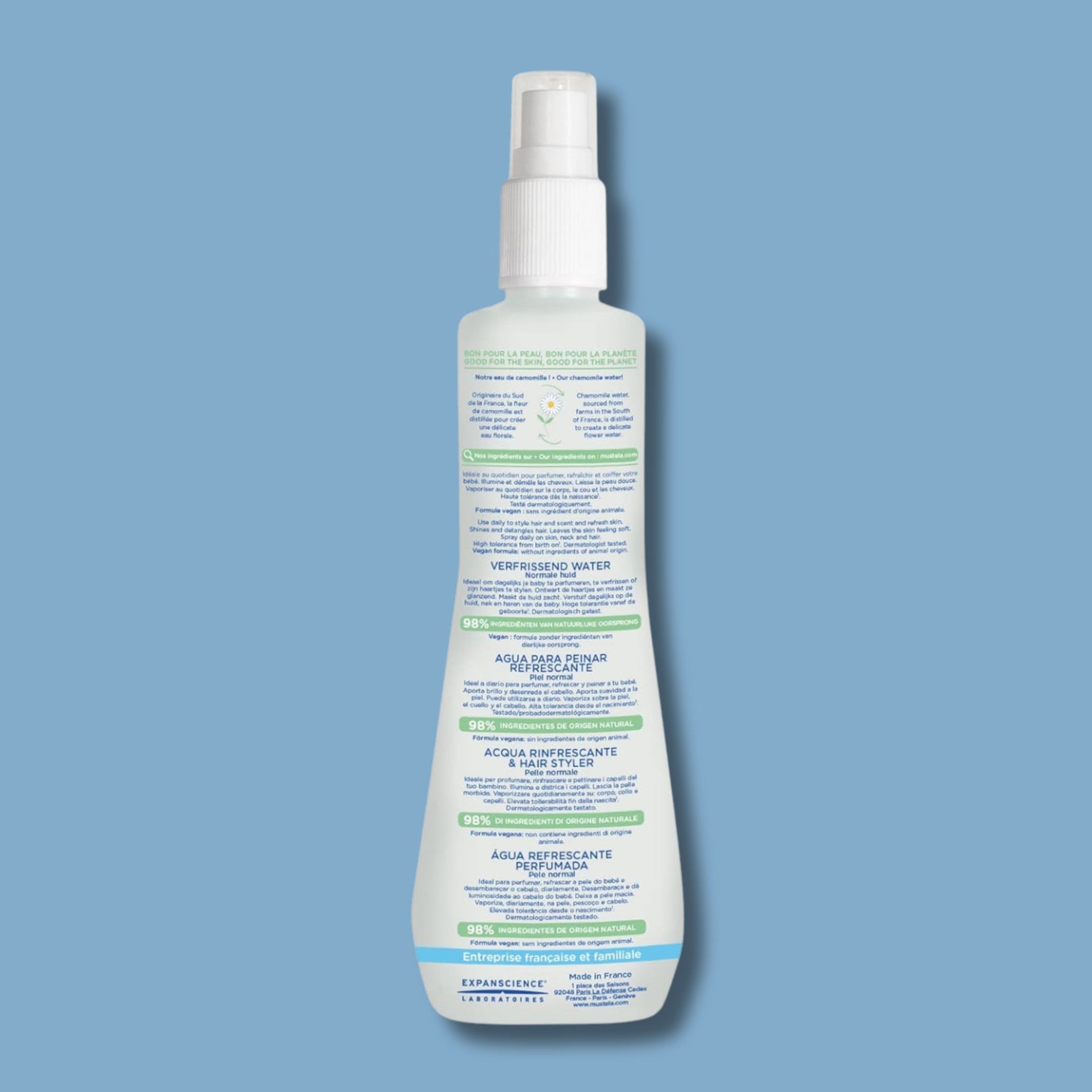 Mustela Baby Hair Styler & Skin Freshener - With Natural Avocado & Chamomile Water - Vegan & Hypoallergenic - 6.76 Fl. Oz. 200 ml