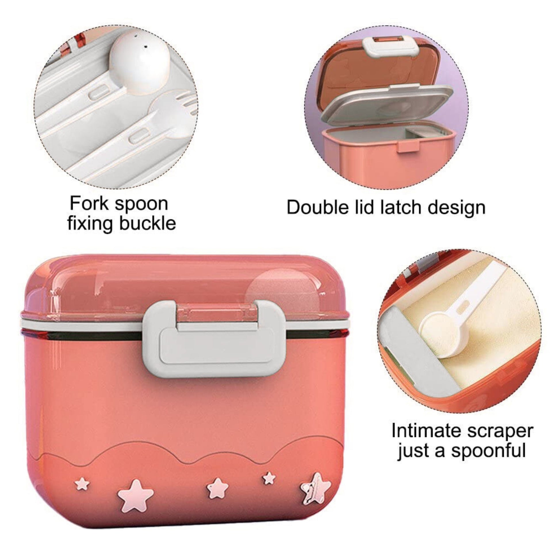 Smile Baby Born Baby Stuff Imported Milk Container Portion | Baby Portable Milk Storage Box | Moisture-Proof Milk Powder Dispenser | orange color