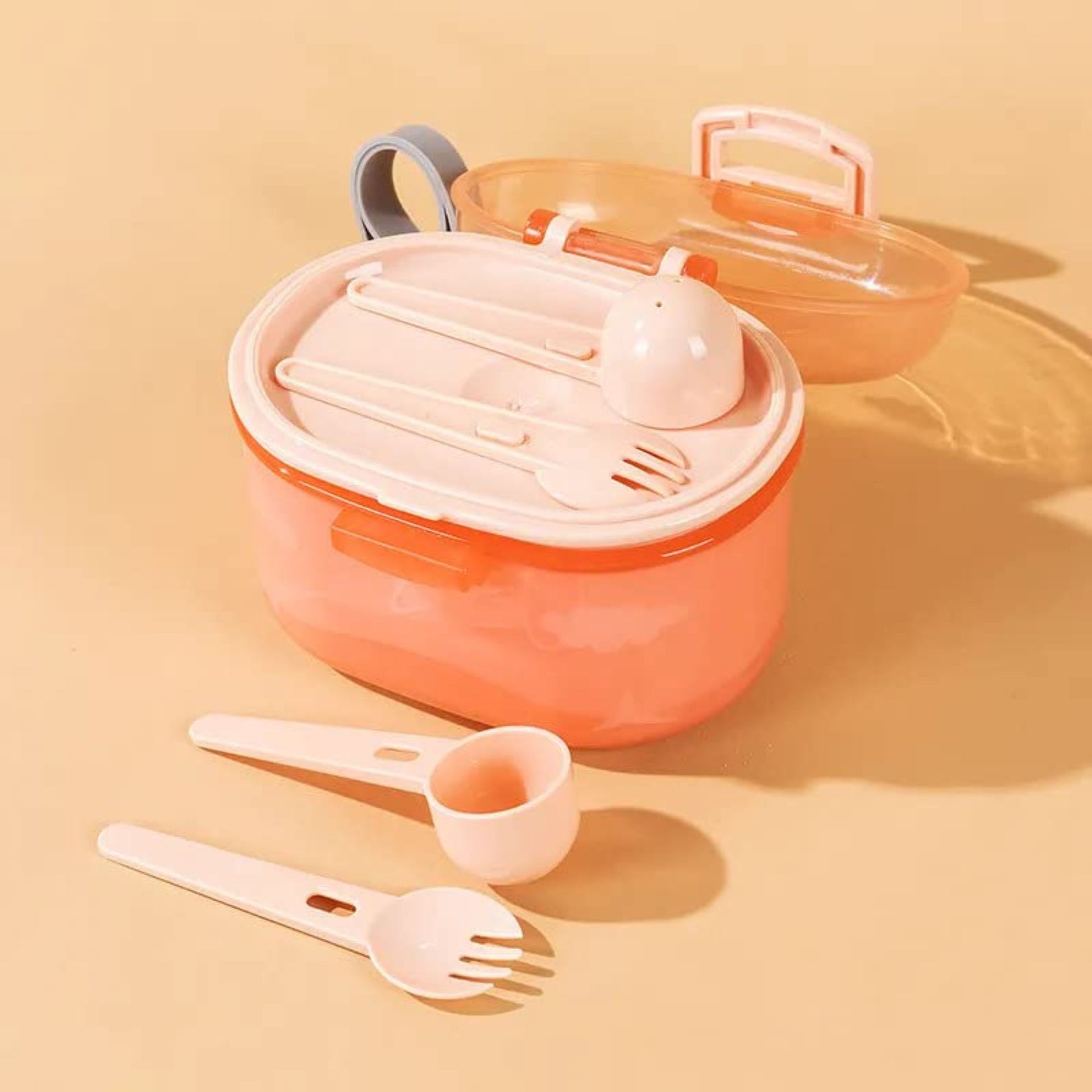 Smile Baby Born Baby Stuff Imported Milk Container Portion | Baby Portable Milk Storage Box | Moisture-Proof Milk Powder Dispenser | orange color
