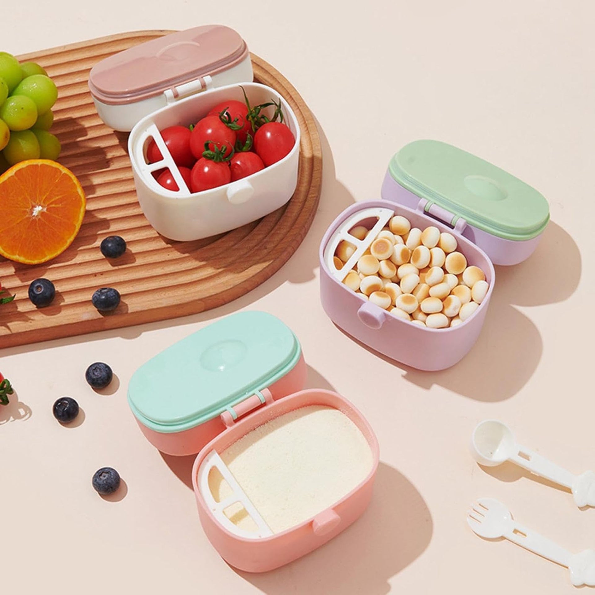 Smile Baby  MILK CONTAINER Creations Baby Formula Dispenser Infant Food Storage Box for Outdoor Activities Picnic Violet Small