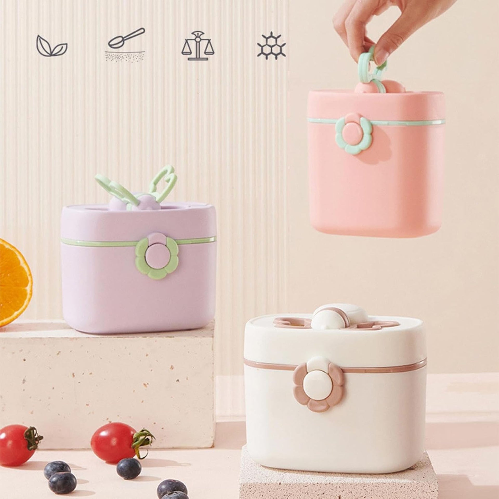 Smile Baby  MILK CONTAINER Creations Baby Formula Dispenser Infant Food Storage Box for Outdoor Activities Picnic Violet Small