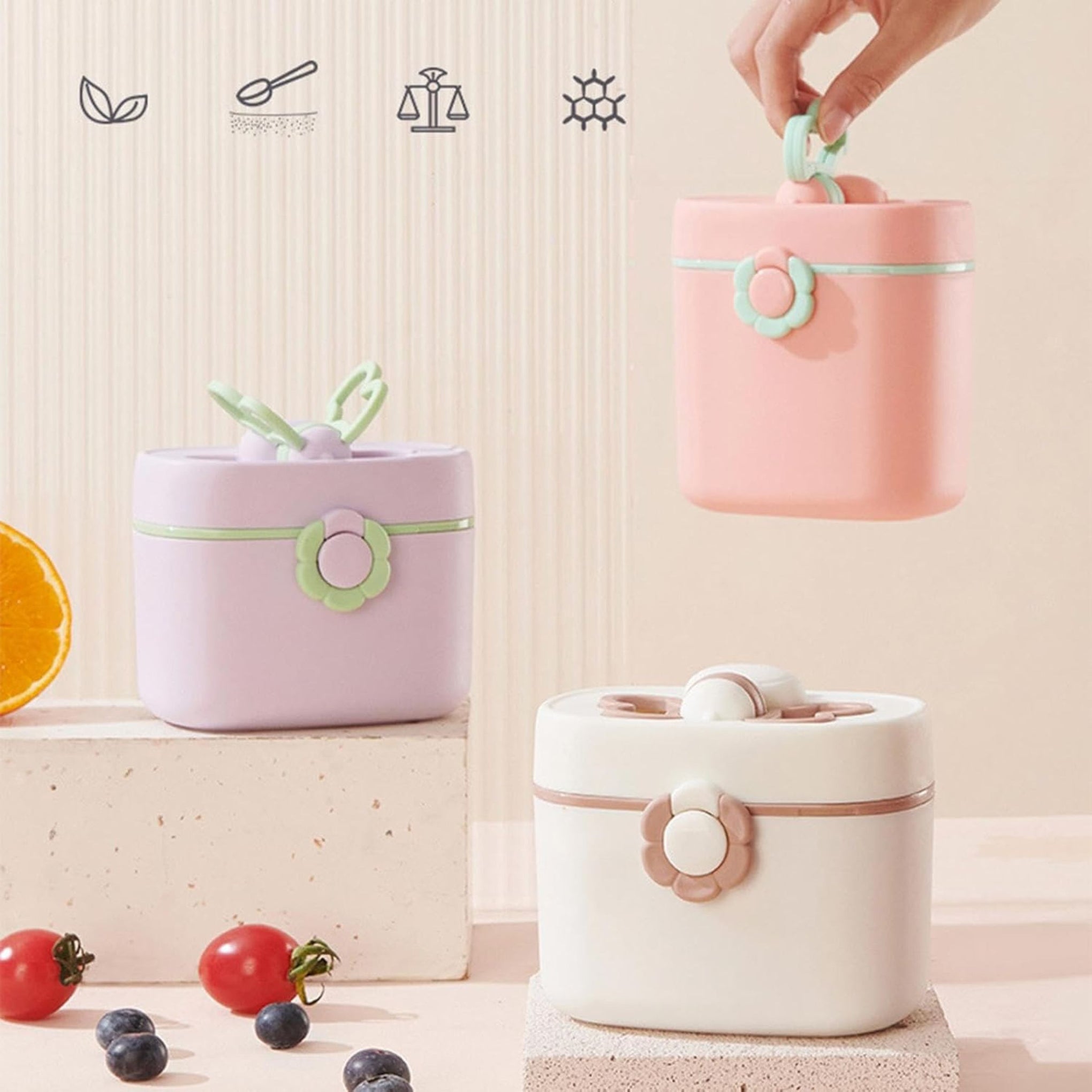 Smile Baby  MILK CONTAINER Creations Baby Formula Dispenser Infant Food Storage Box for Outdoor Activities Picnic Violet Small