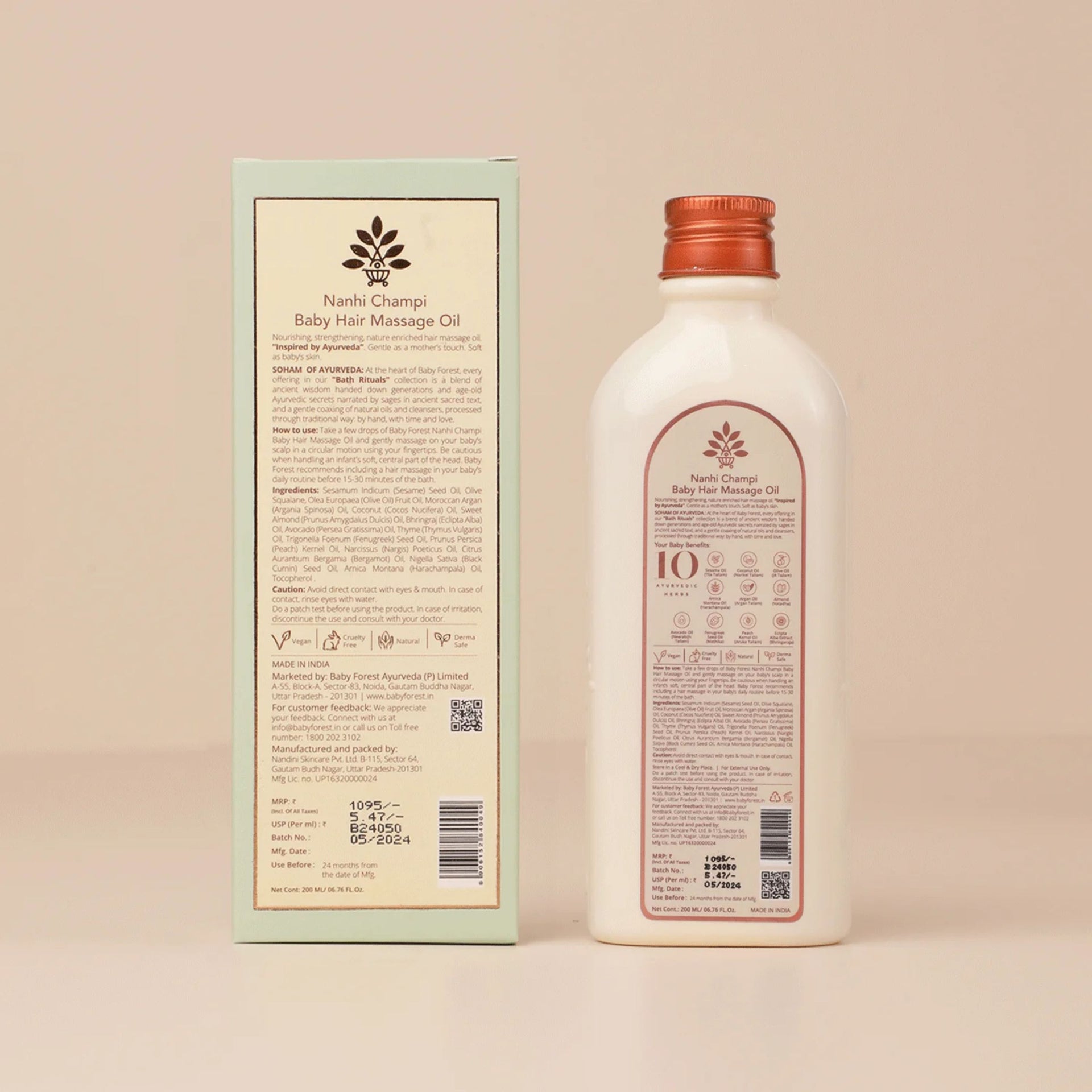 BABY FOREST Nanhi Champi Baby Hair Massage Oil | Ayurvedic Hair Oil with 10 Herbs for Babies | Gentle Scalp Care & Healthy Hair Growth