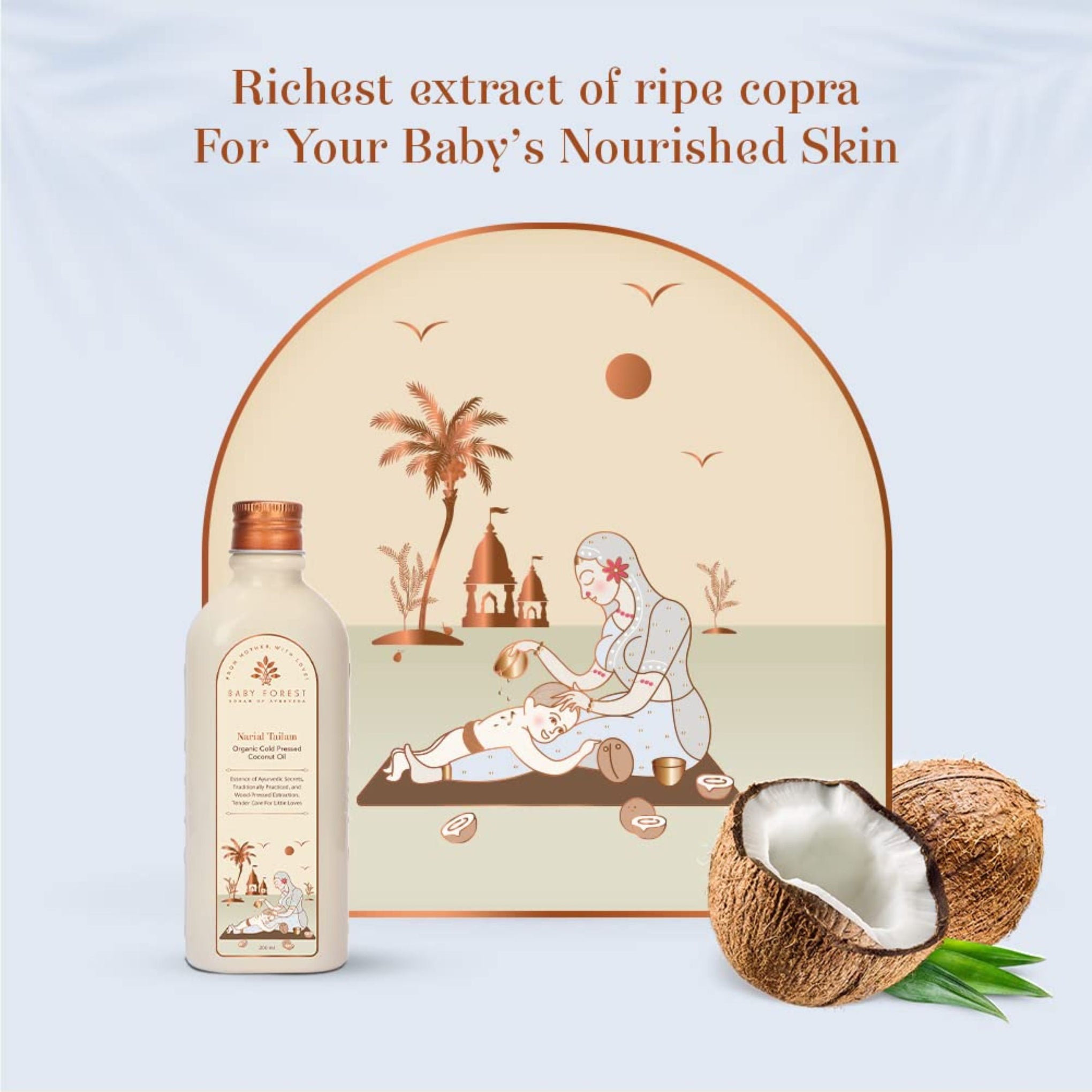Baby Forest Narial Tailam – Organic Cold Pressed Coconut Oil for Baby Massage & Nourished Skin (200 ml)