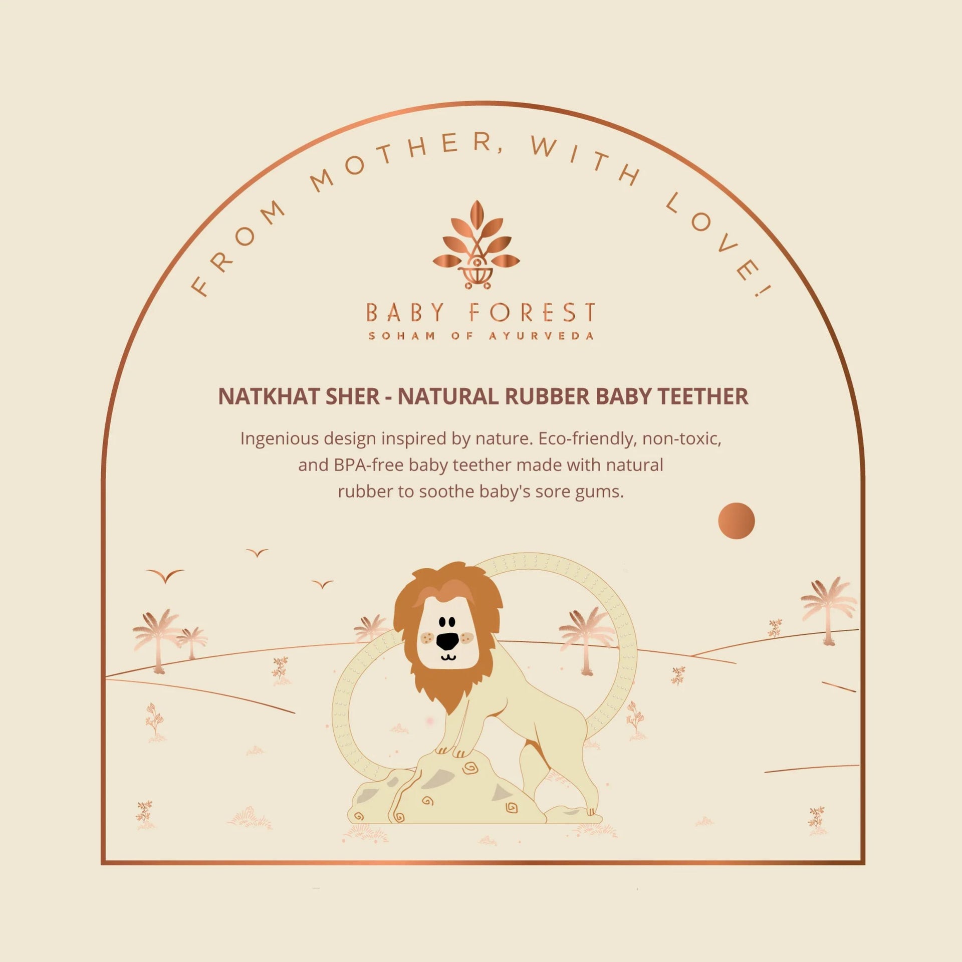 Natkhat Sher™ Natural Rubber Baby Teether by Baby Forest  | BPA-Free, Safe & Easy-Grip Teething Toy